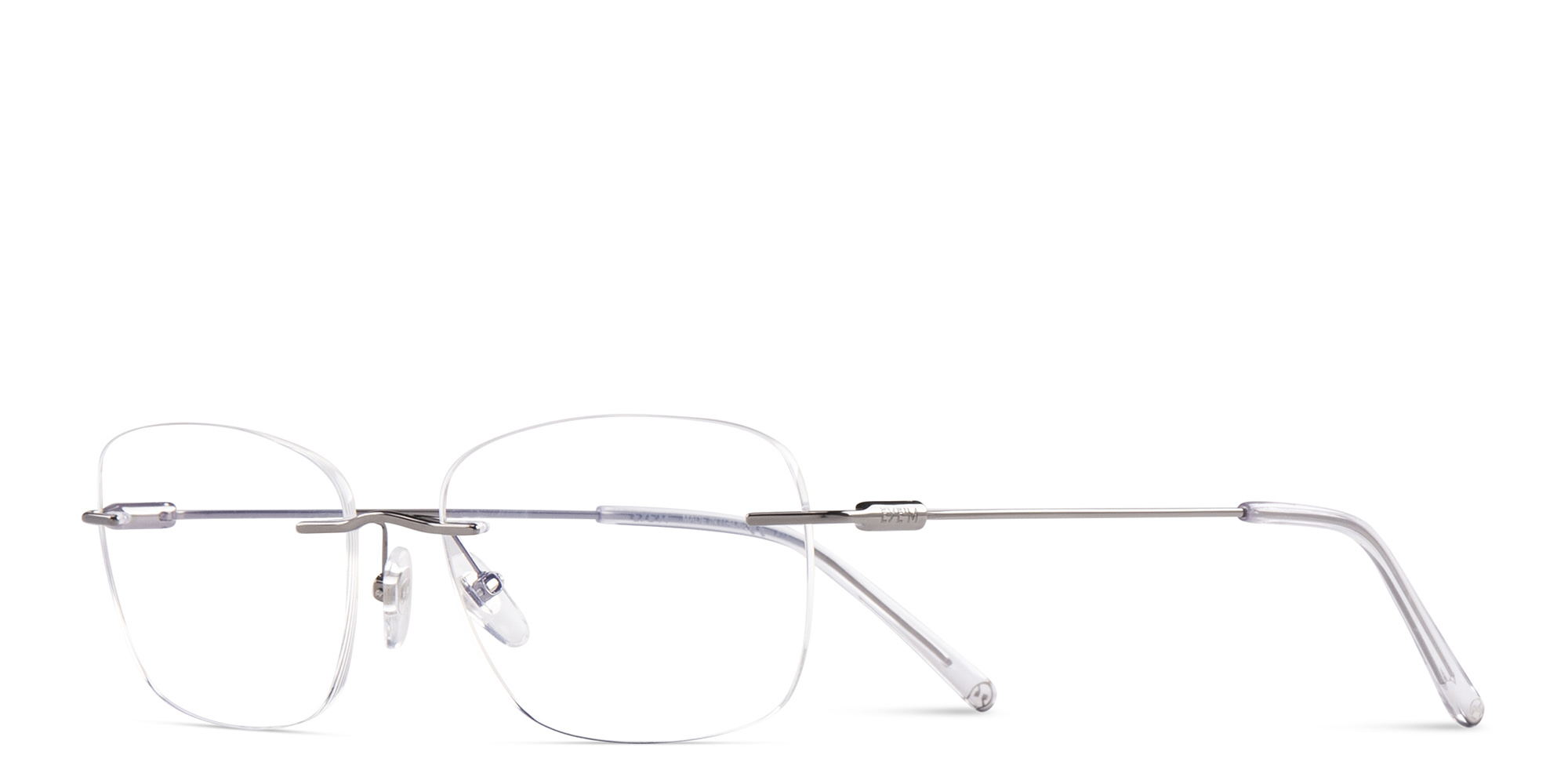 Shop EYE'M Rimless Wide Square Eyeglasses in Silver online.