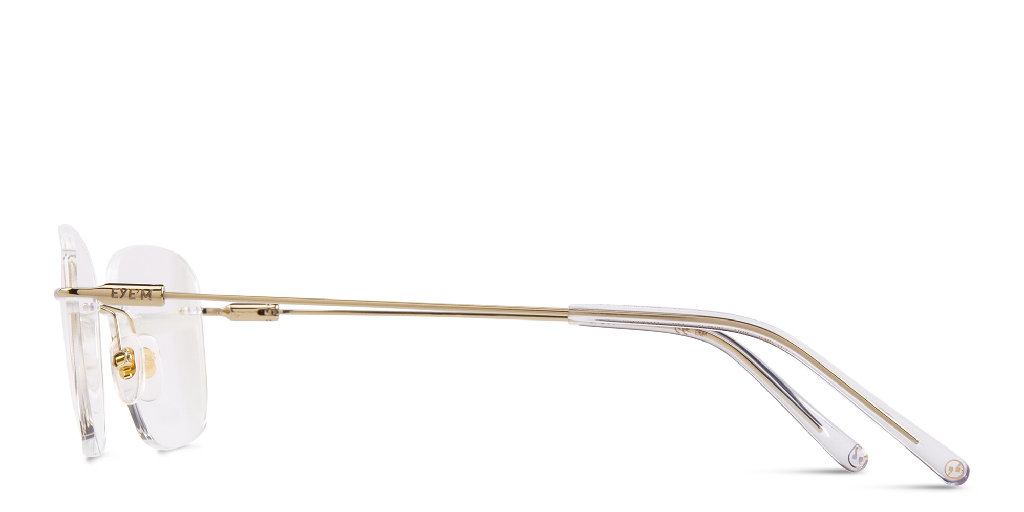 EYE'M Rimless Wide Square Eyeglasses in Gold – Product Photo 3