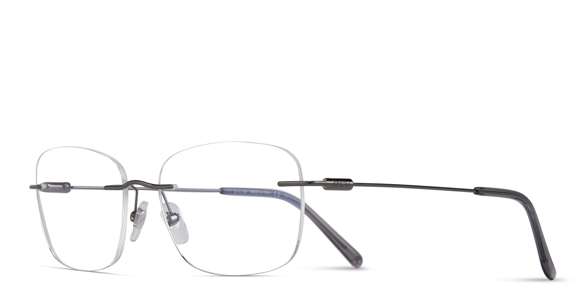 Shop EYE'M Rimless Wide Square Eyeglasses in Gunmetal online.