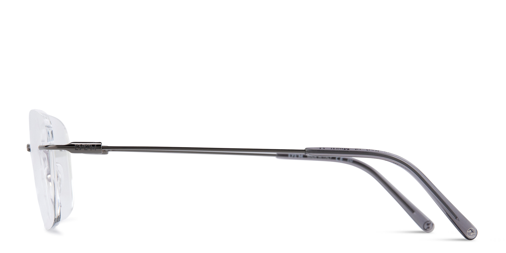 Shop EYE'M Rimless Wide Square Eyeglasses in Gunmetal online.