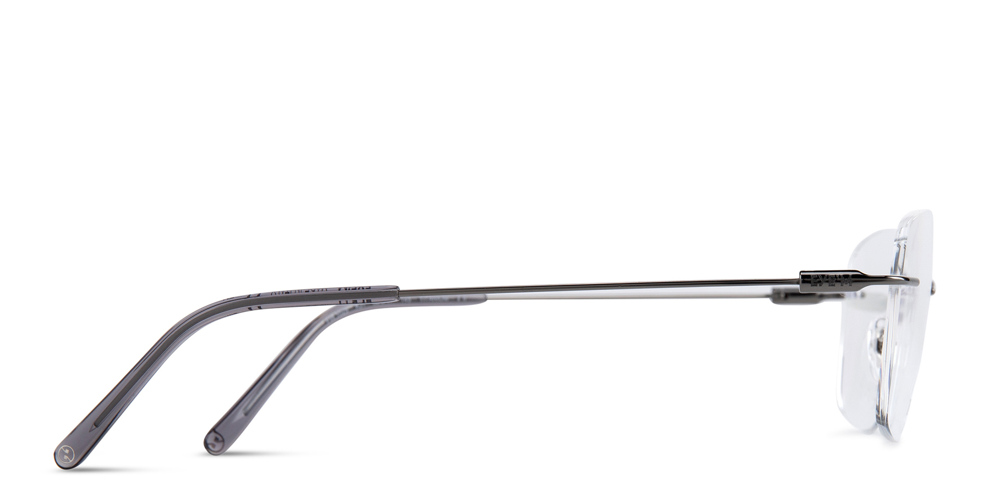 Shop EYE'M Rimless Wide Square Eyeglasses in Gunmetal online.