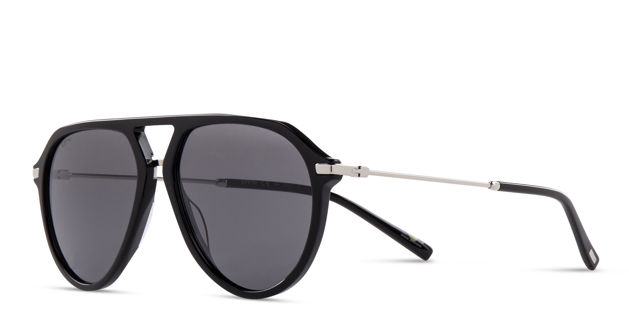 Shop EYE'M Aviator Sunglasses in Black & Silver online.