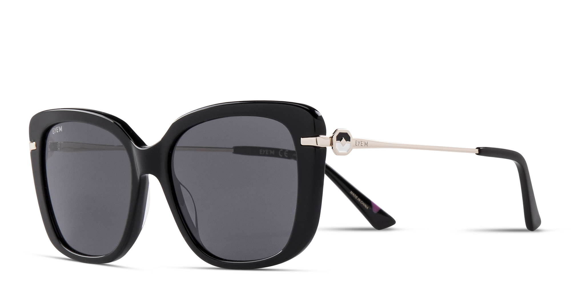 EYE'M Square Sunglasses in Black – Product Photo 2