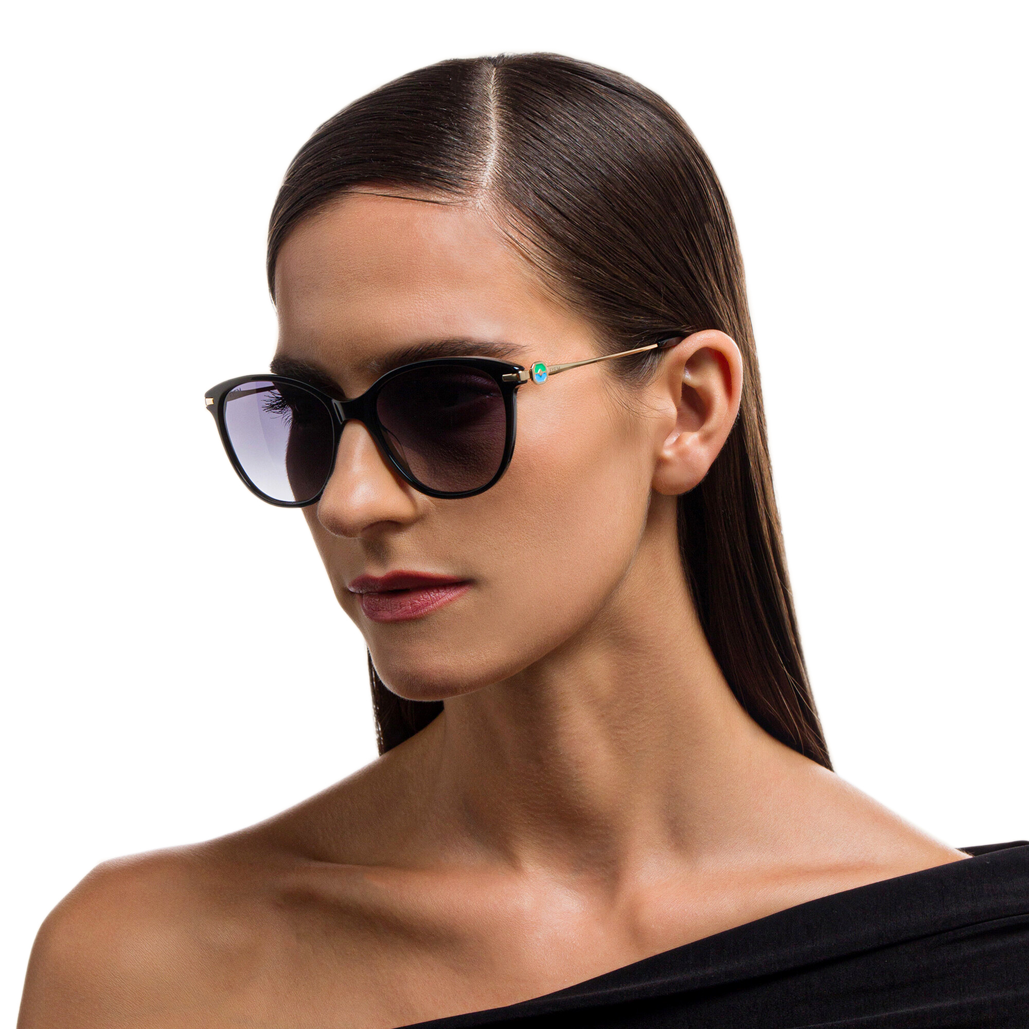 Shop EYE'M Cat-Eye Sunglasses in Black online.