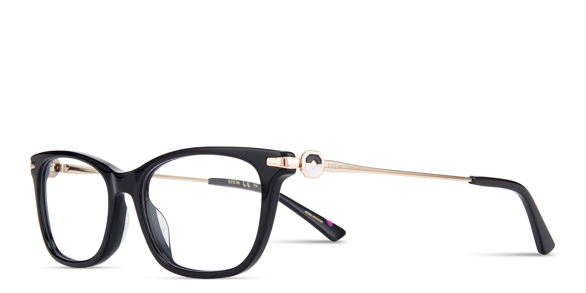 EYE'M Rectangle Eyeglasses in Black – Product Photo 2