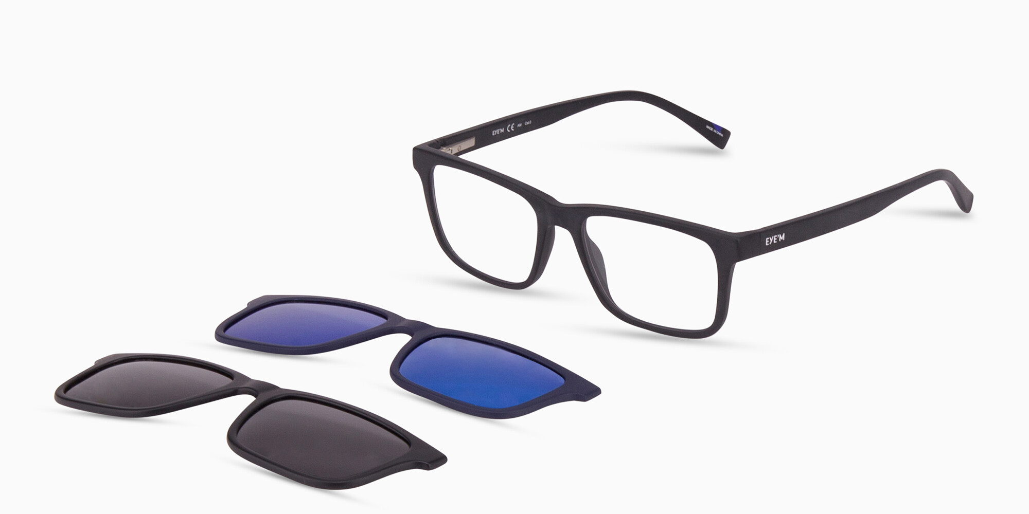 EYE'M Clip-On Rectangle Eyeglasses in Black – Product Photo 2