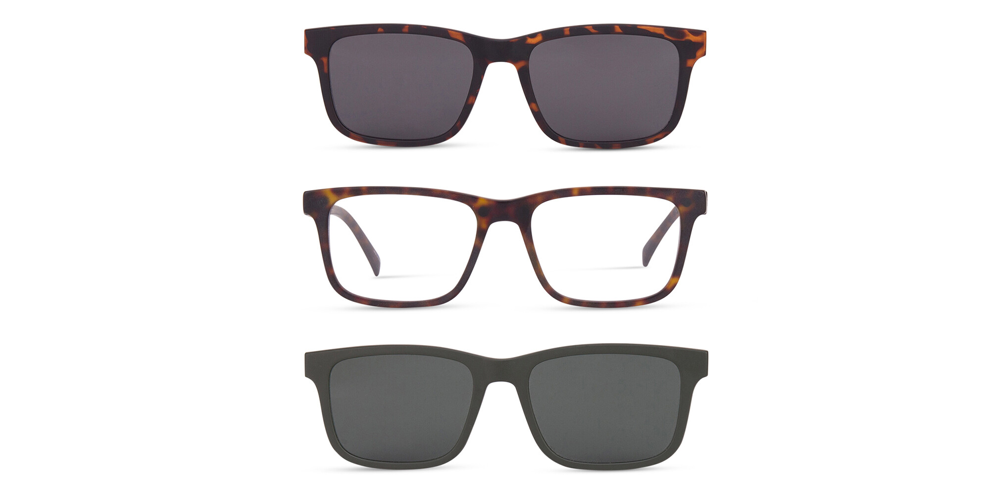 EYE'M Clip-On Rectangle Eyeglasses in Havana – Product Photo 1