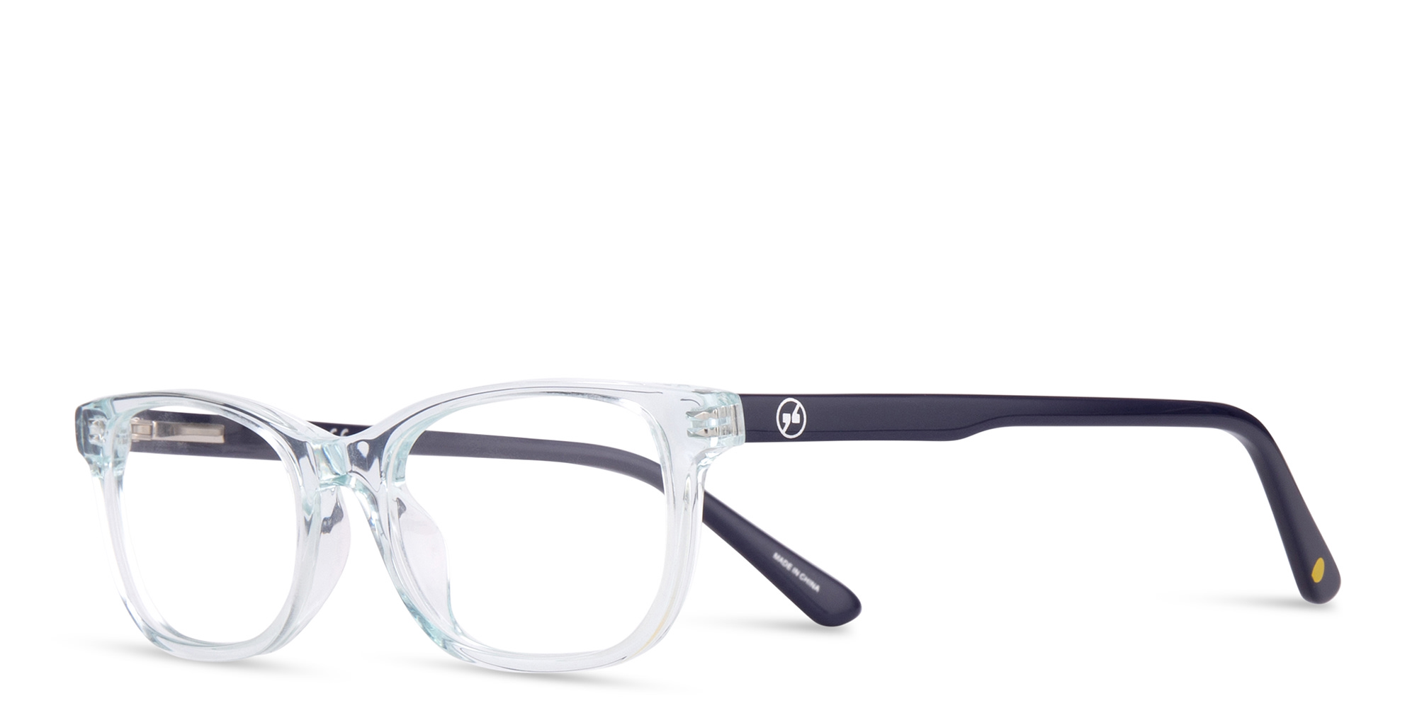 Shop EYE'M Kids Rectangle Eyeglasses in Transparent Blue online.