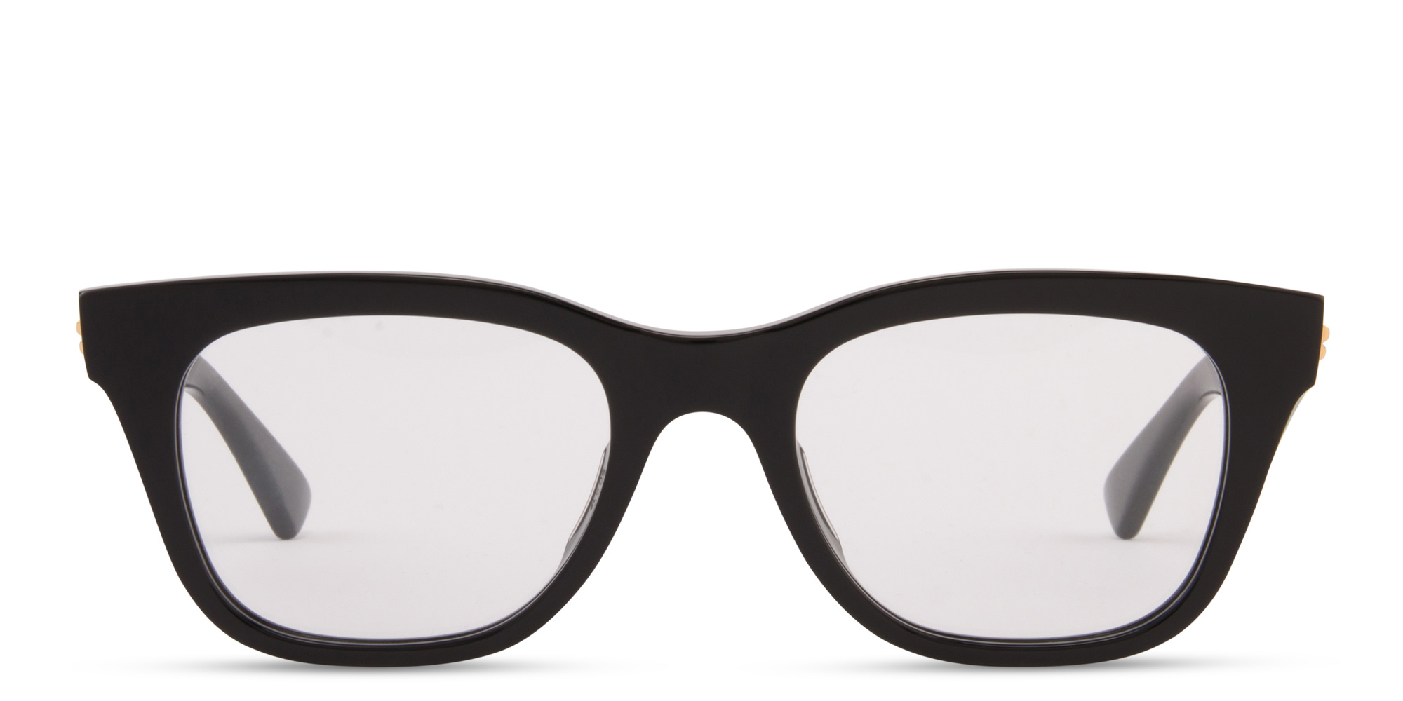 Shop BOTTEGA VENETA Unisex Rectangle Eyeglasses in Black online.