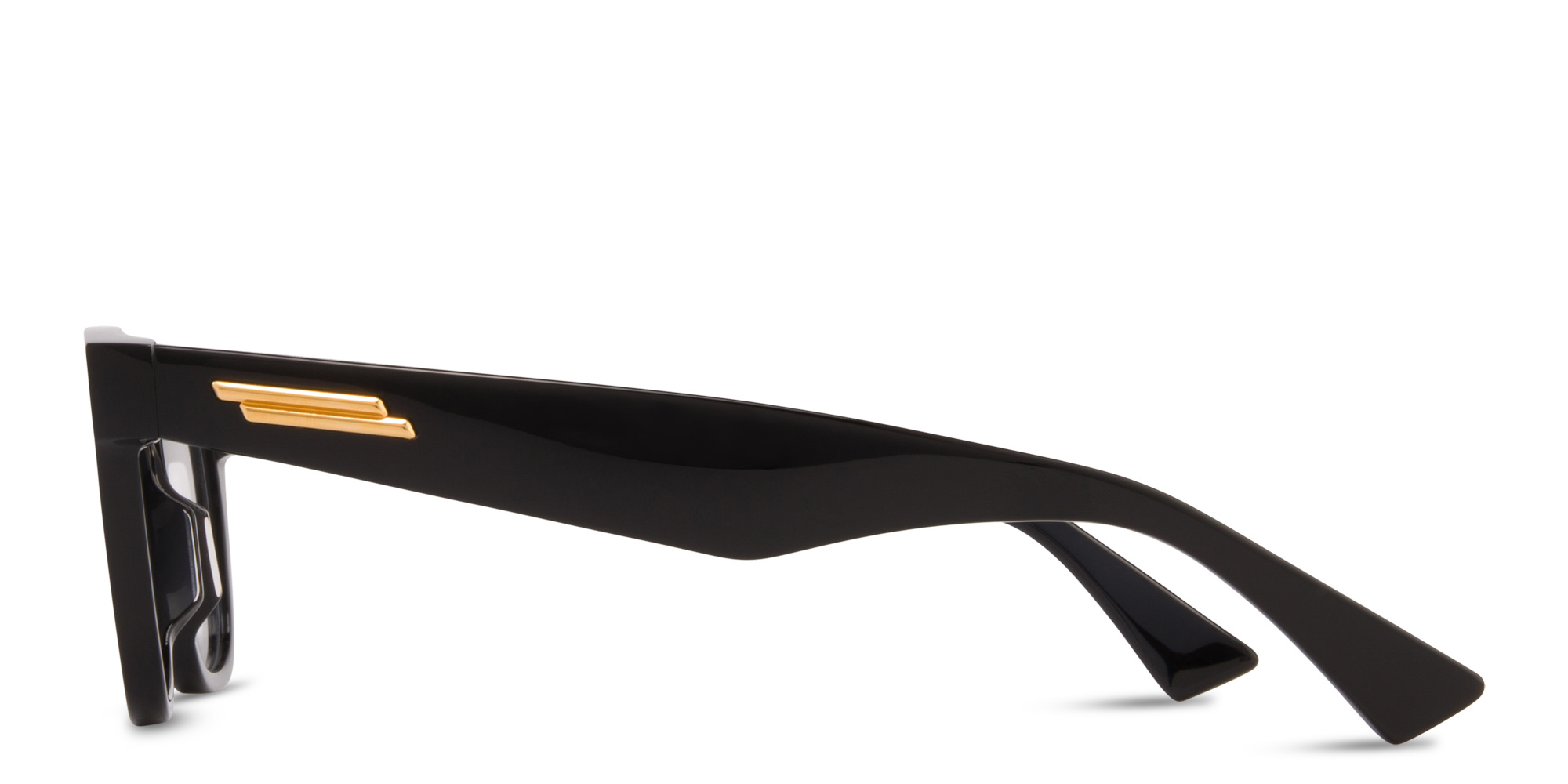 Shop BOTTEGA VENETA Unisex Rectangle Eyeglasses in Black online.