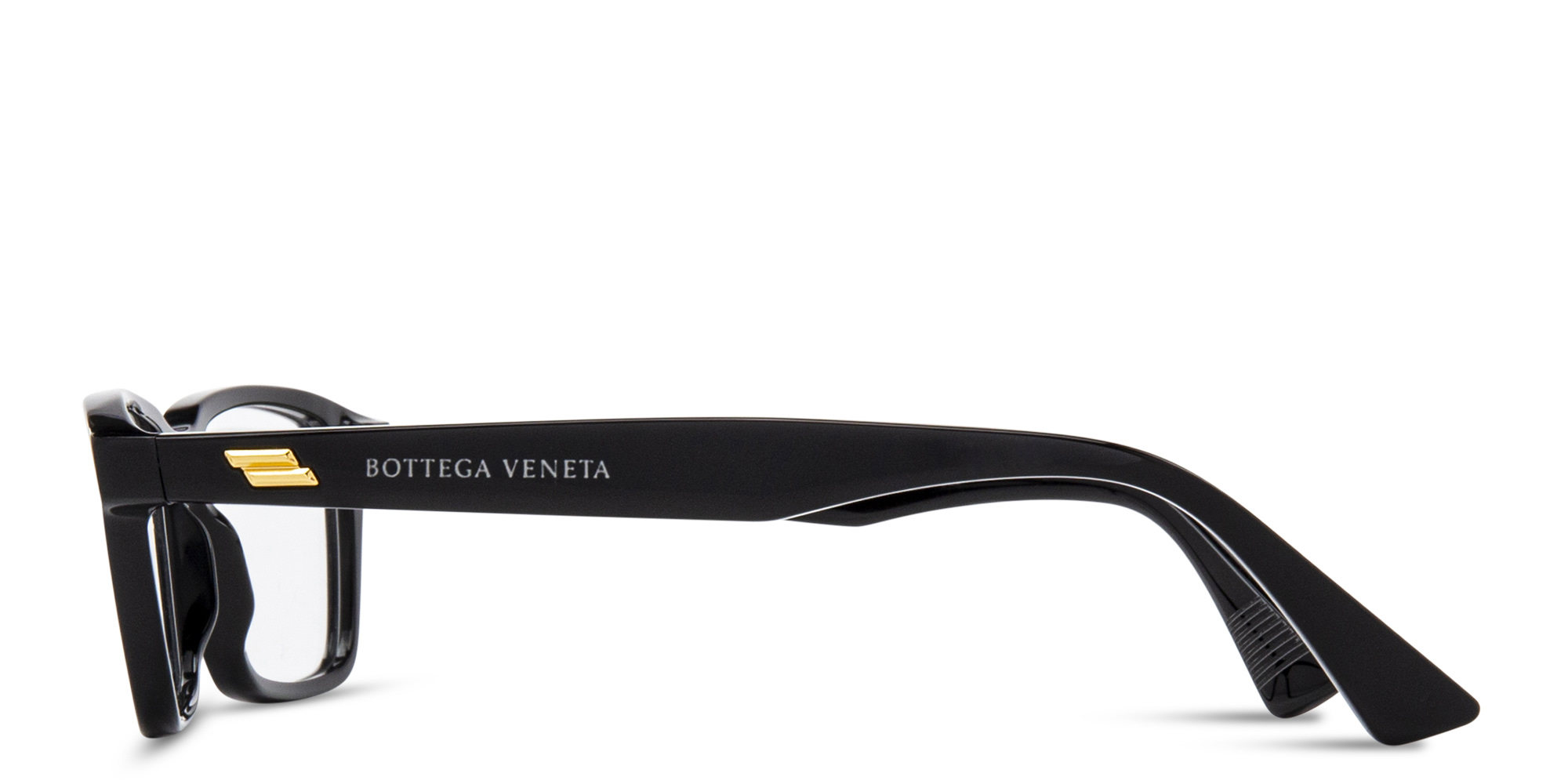 Shop BOTTEGA VENETA Rectangle Eyeglasses in Black online.