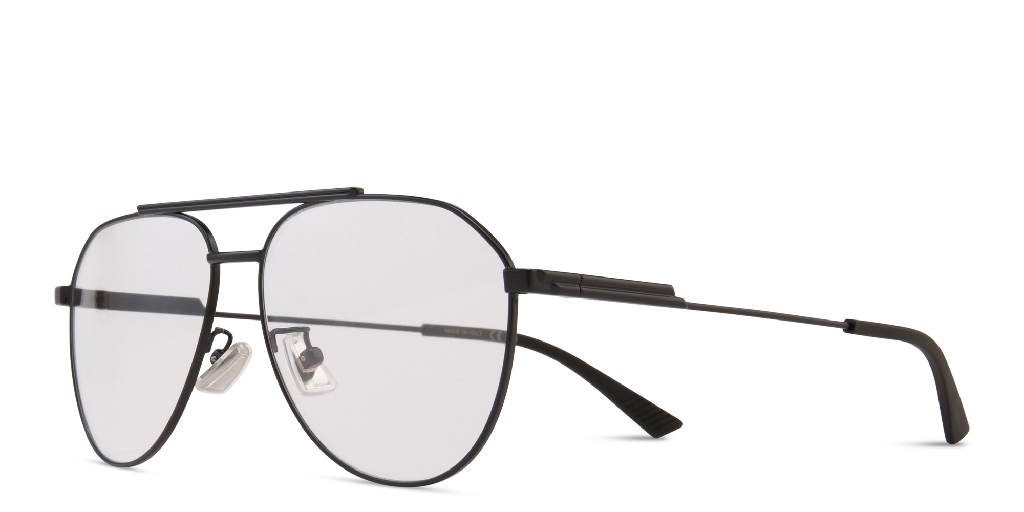 Shop BOTTEGA VENETA Unisex Wide Aviator Eyeglasses in Black online.