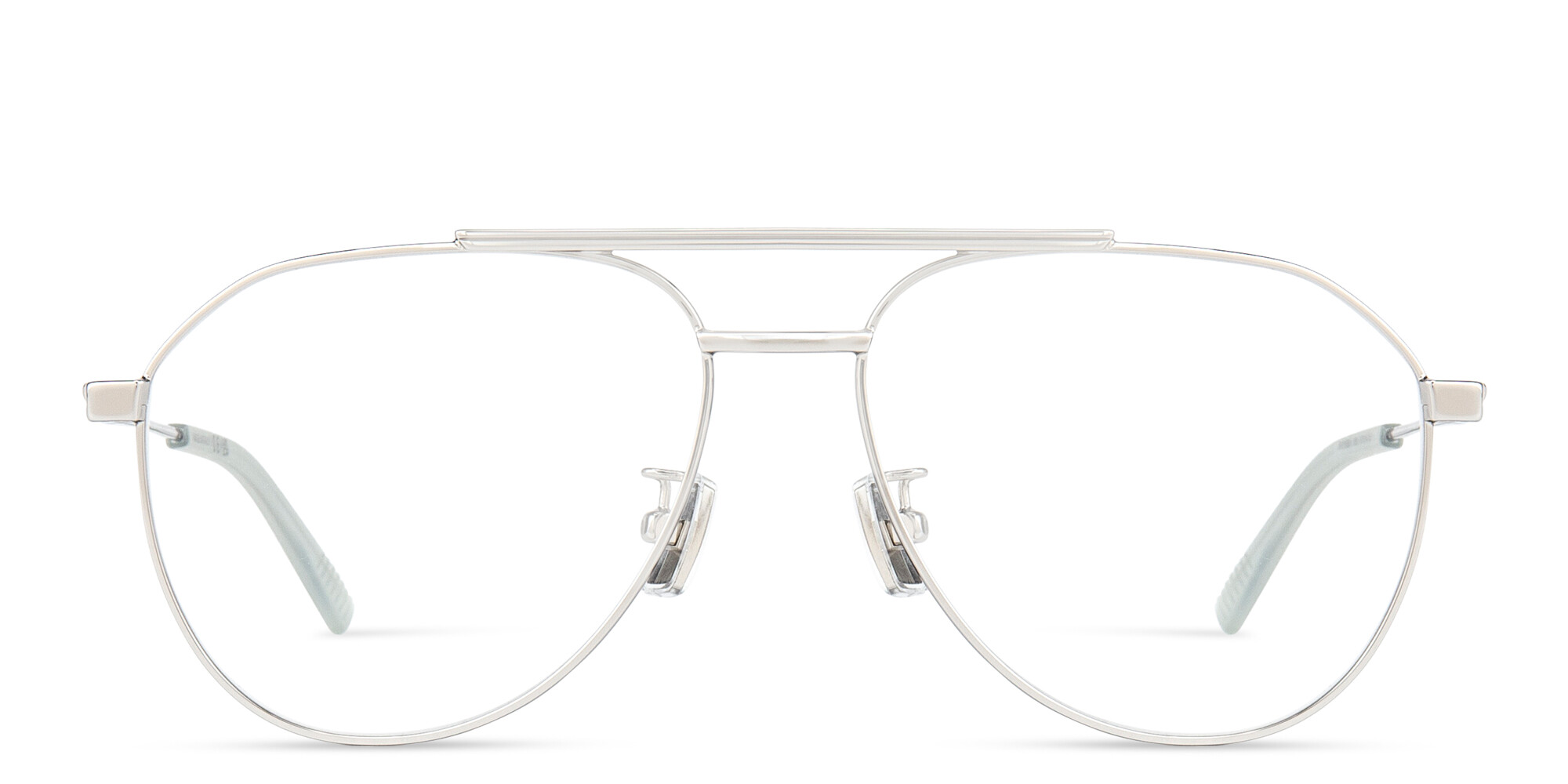 Shop BOTTEGA VENETA Unisex Wide Aviator Eyeglasses in Silver online.