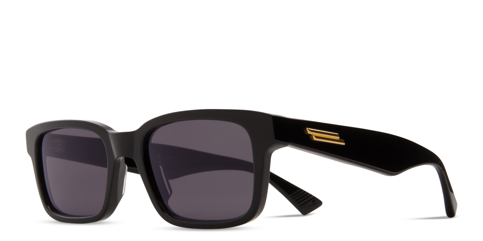 Shop BOTTEGA VENETA Rectangle Sunglasses in Black online.
