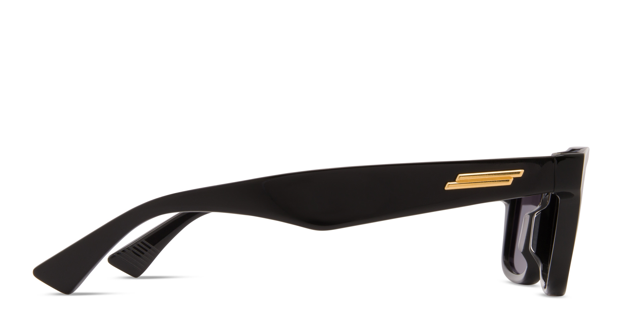 Shop BOTTEGA VENETA Rectangle Sunglasses in Black online.