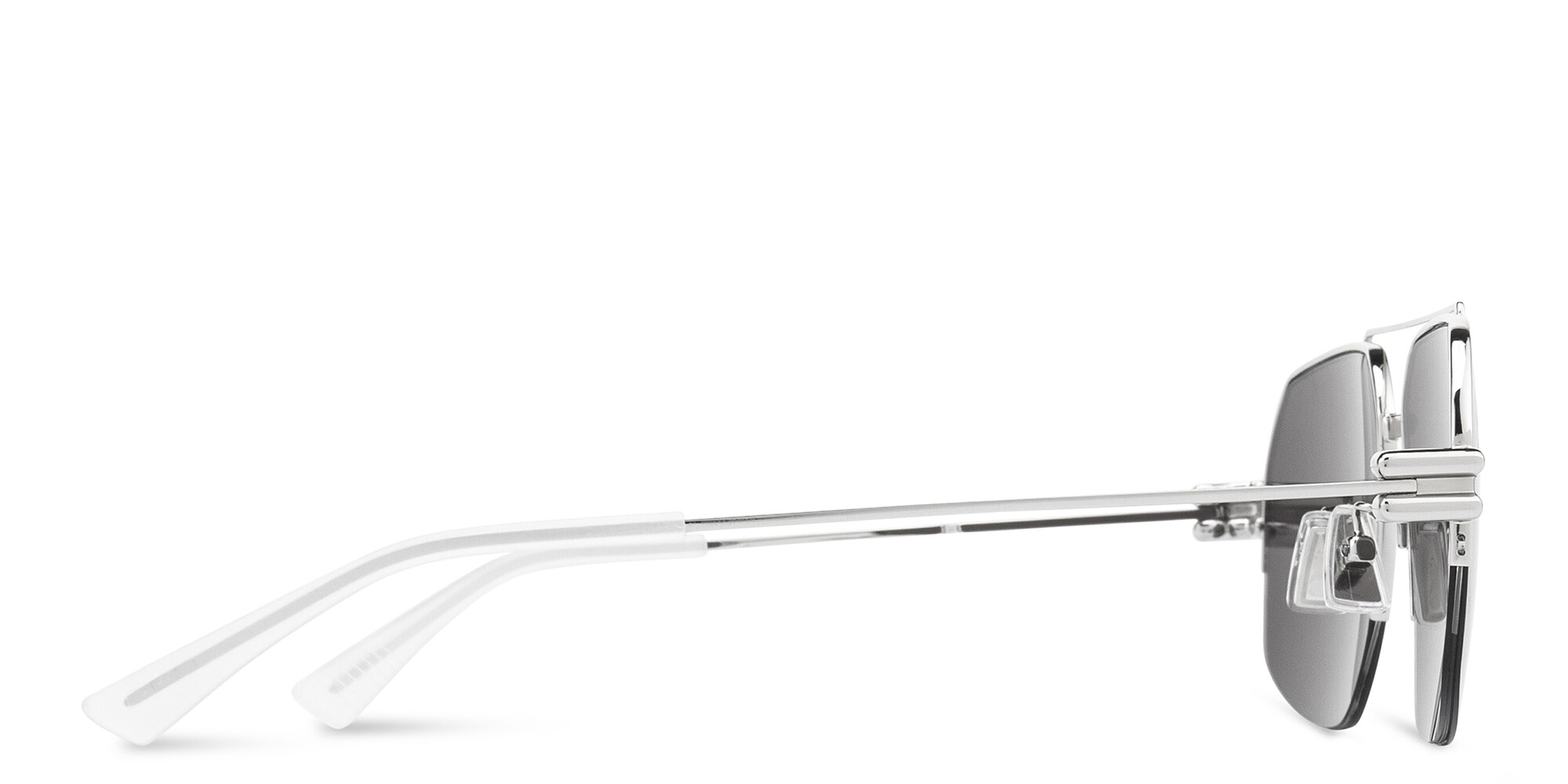 Shop BOTTEGA VENETA Unisex Half-Rim Aviator Sunglasses in Silver online.