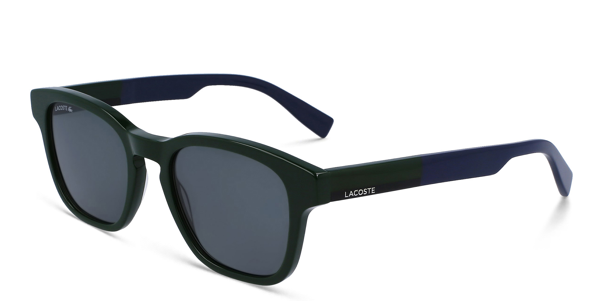 Shop Lacoste Rectangle Sunglasses in Green online.