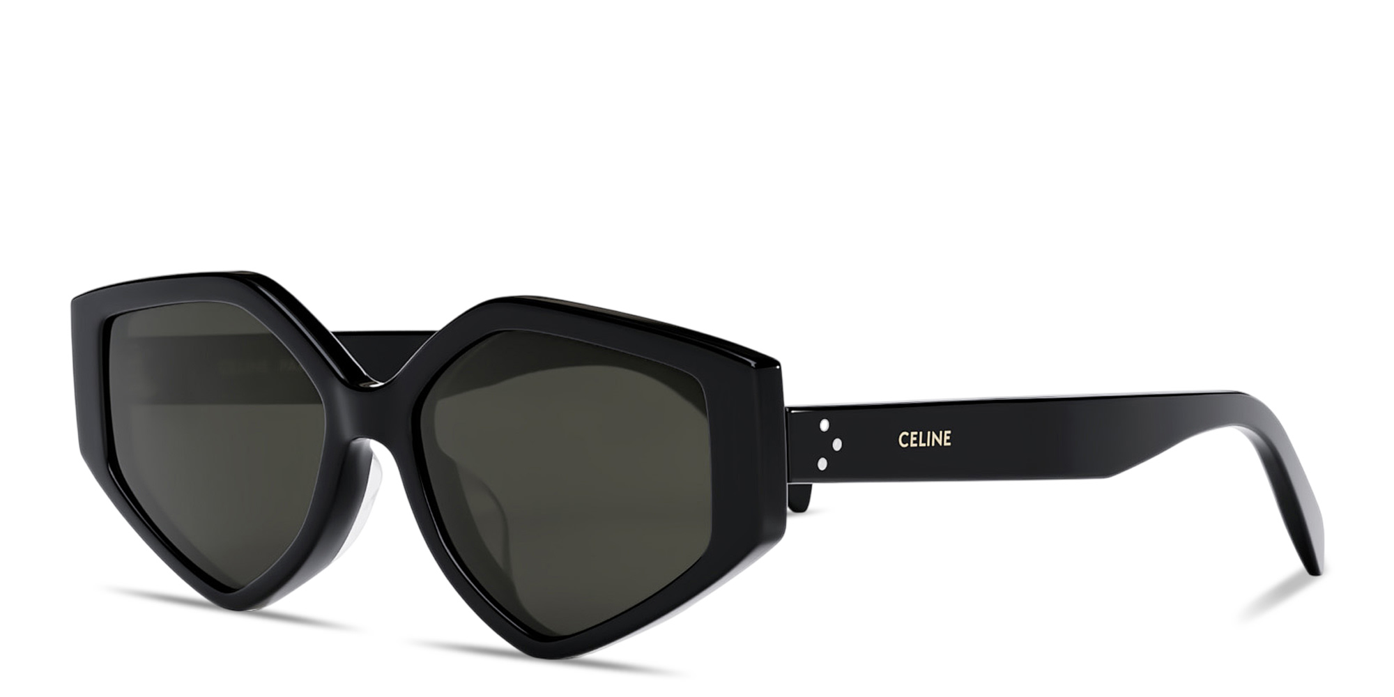Shop CELINE 3 Dots Irregular Sunglasses in Black online.