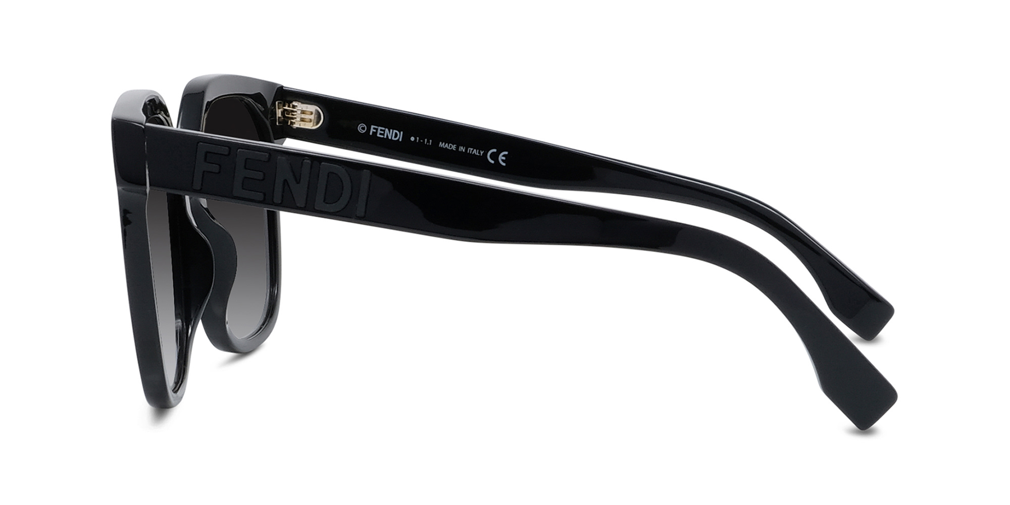 Shop FENDI Lettering Square Sunglasses in Black online.