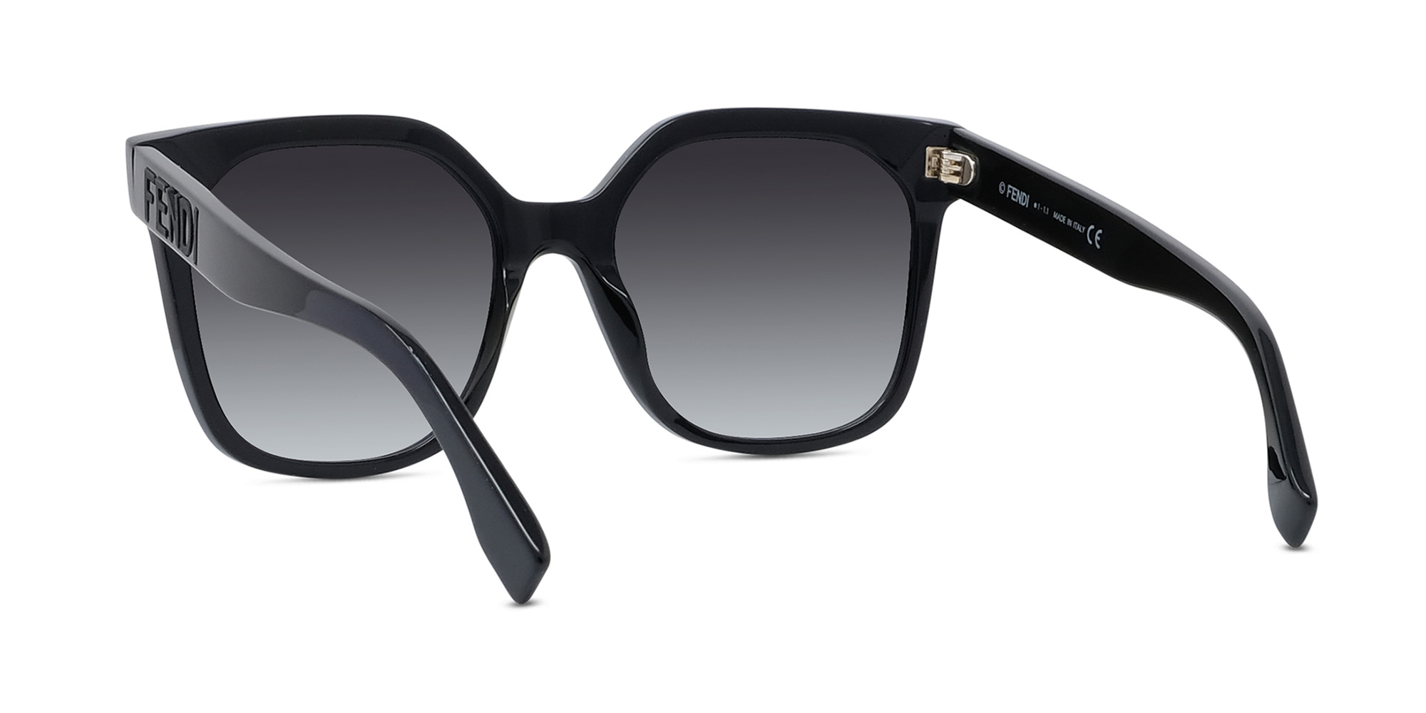 Shop FENDI Lettering Square Sunglasses in Black online.
