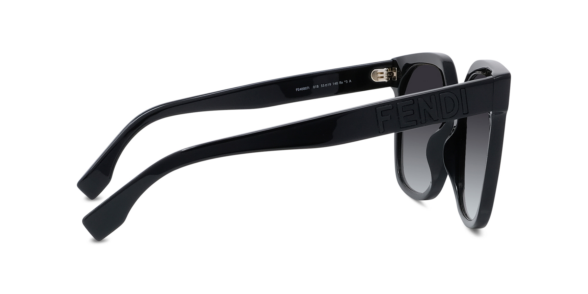 Shop FENDI Lettering Square Sunglasses in Black online.