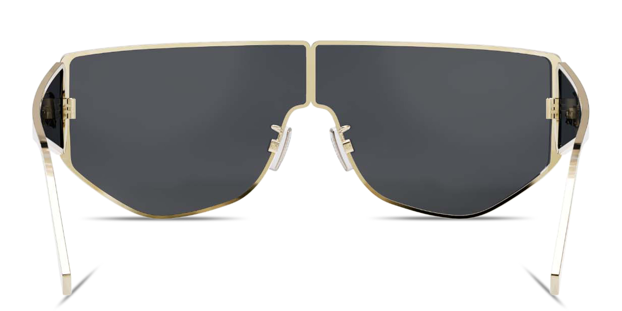 Shop FENDI Logo Signature Wide Mask Sunglasses in Gold online.