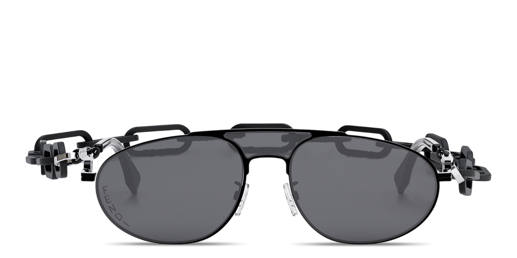 Shop FENDI O'Lock Pilot Sunglasses with Removable Chain in Black online.