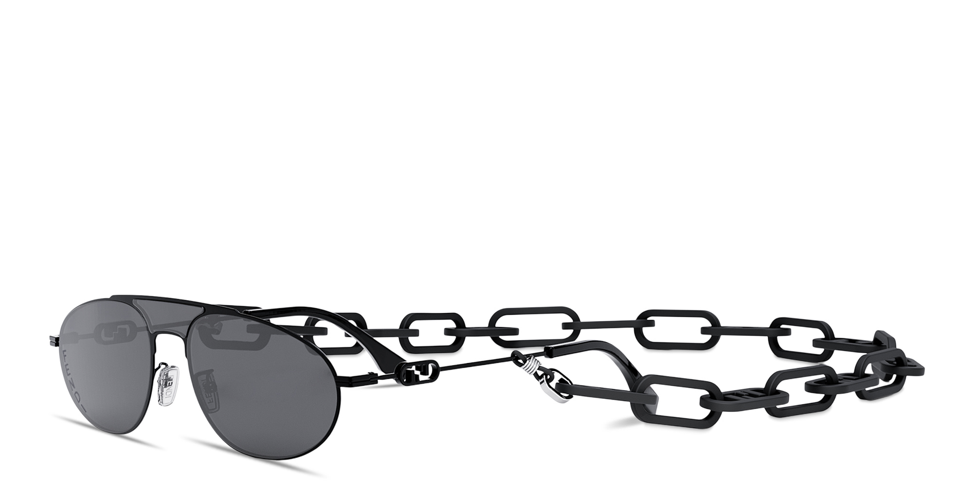 Shop FENDI O'Lock Pilot Sunglasses with Removable Chain in Black online.