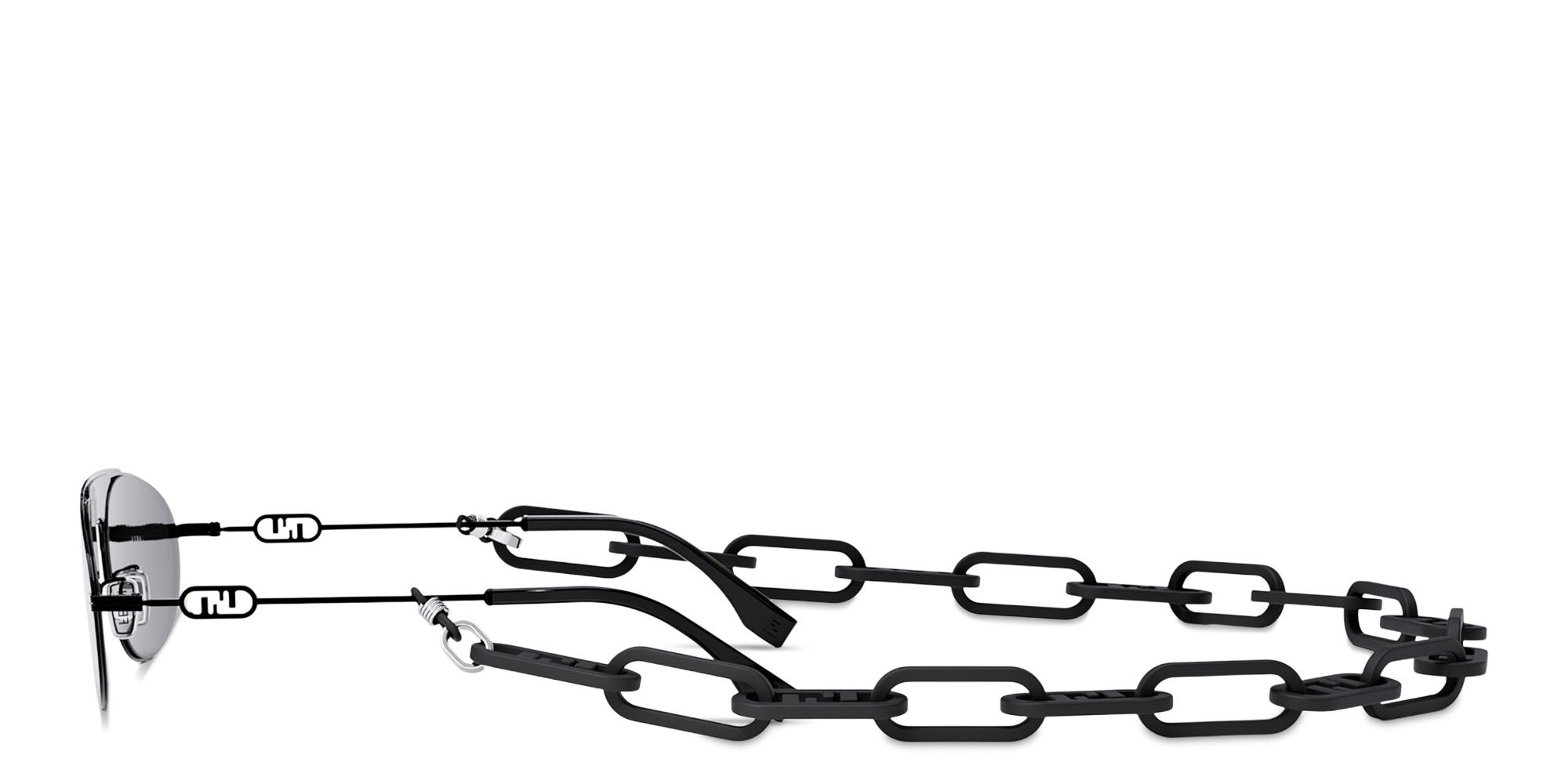 Shop FENDI O'Lock Pilot Sunglasses with Removable Chain in Black online.