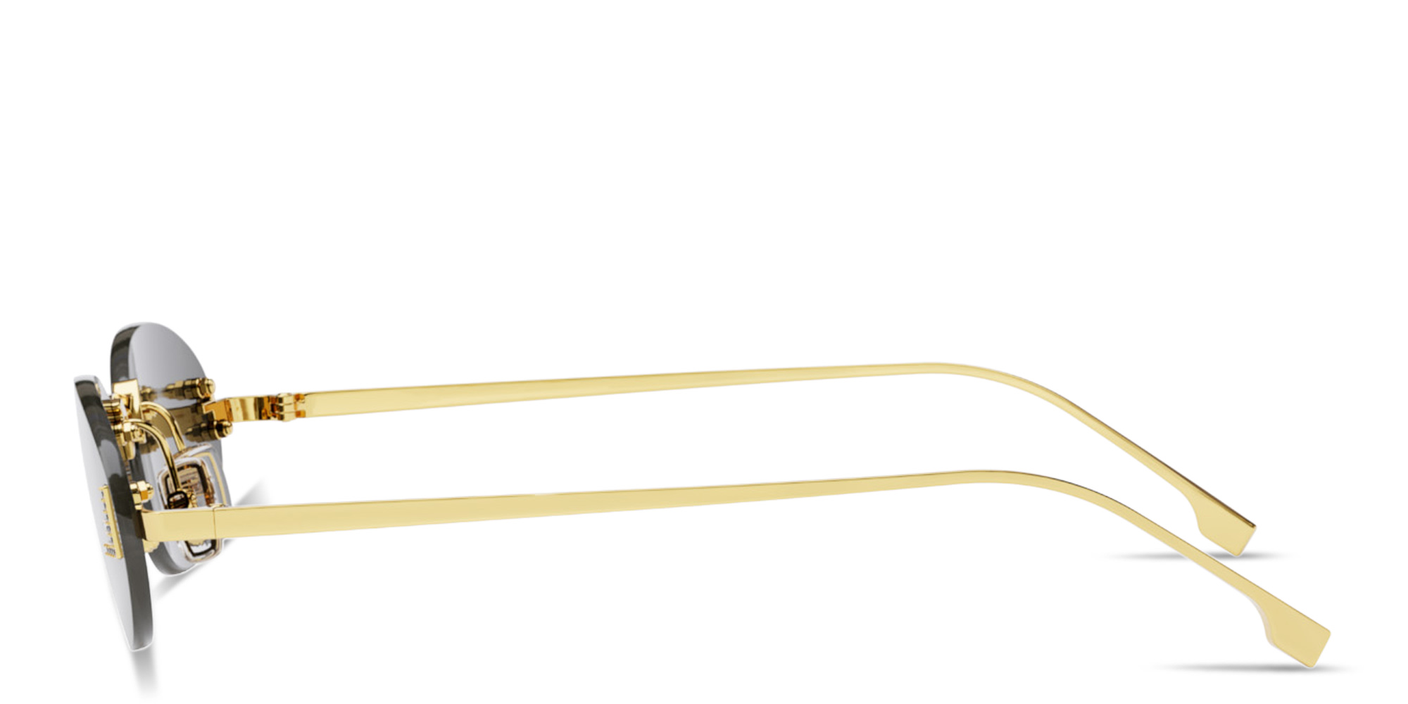 Shop FENDI First Crystal Rimless Oval Sunglasses in Gold online.