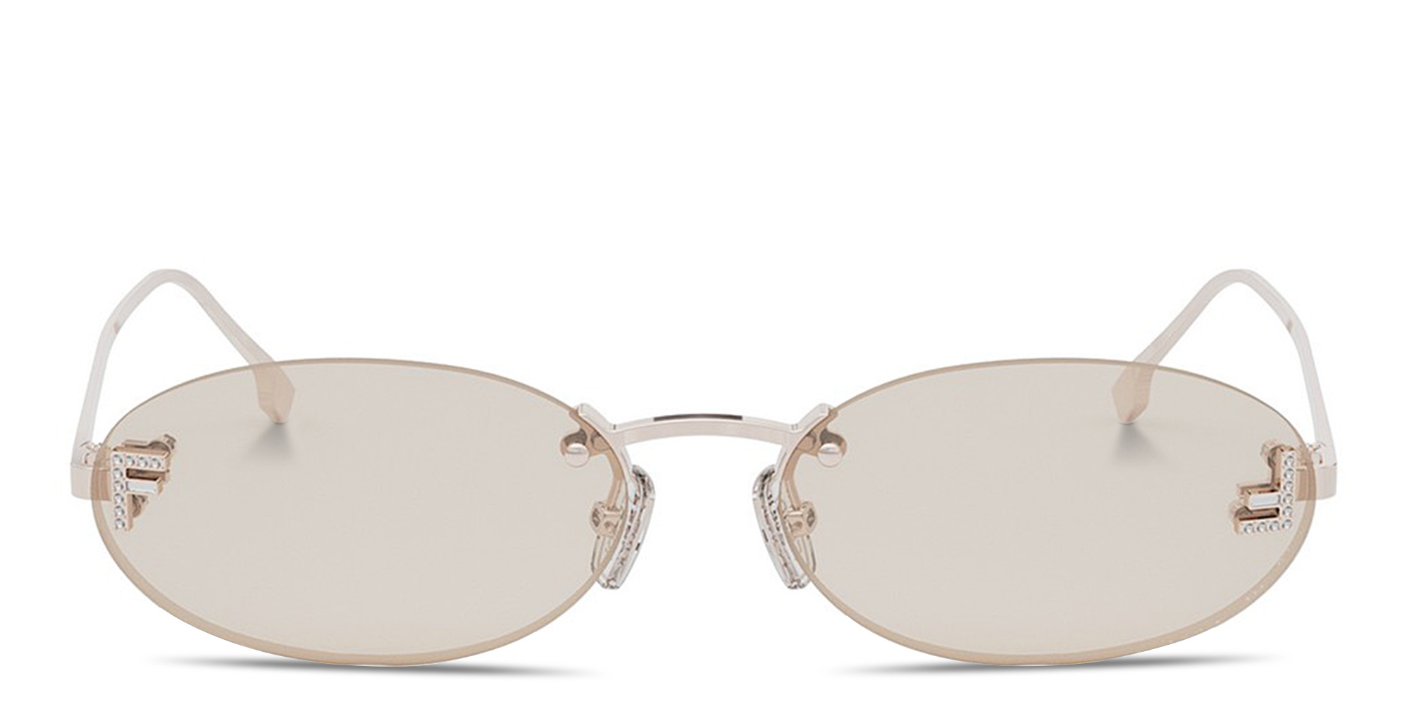 Shop FENDI Fendi First Crystal Rose Oval Sunglasses in Rose Gold online.