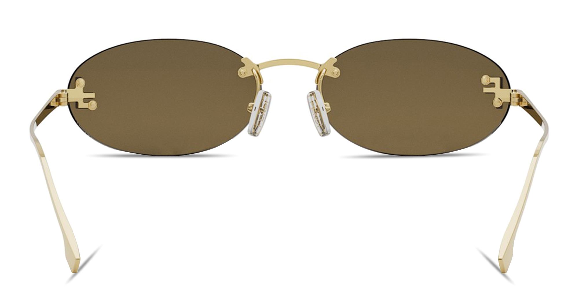 Shop FENDI Fendi First Crystal Metal Oval Sunglasses in Gold online.