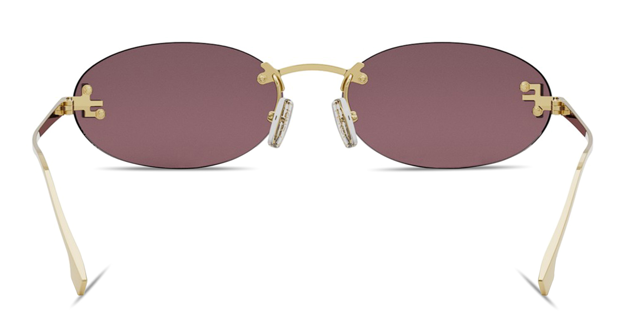 Shop FENDI Fendi First Crystal Metal Oval Sunglasses in Gold online.