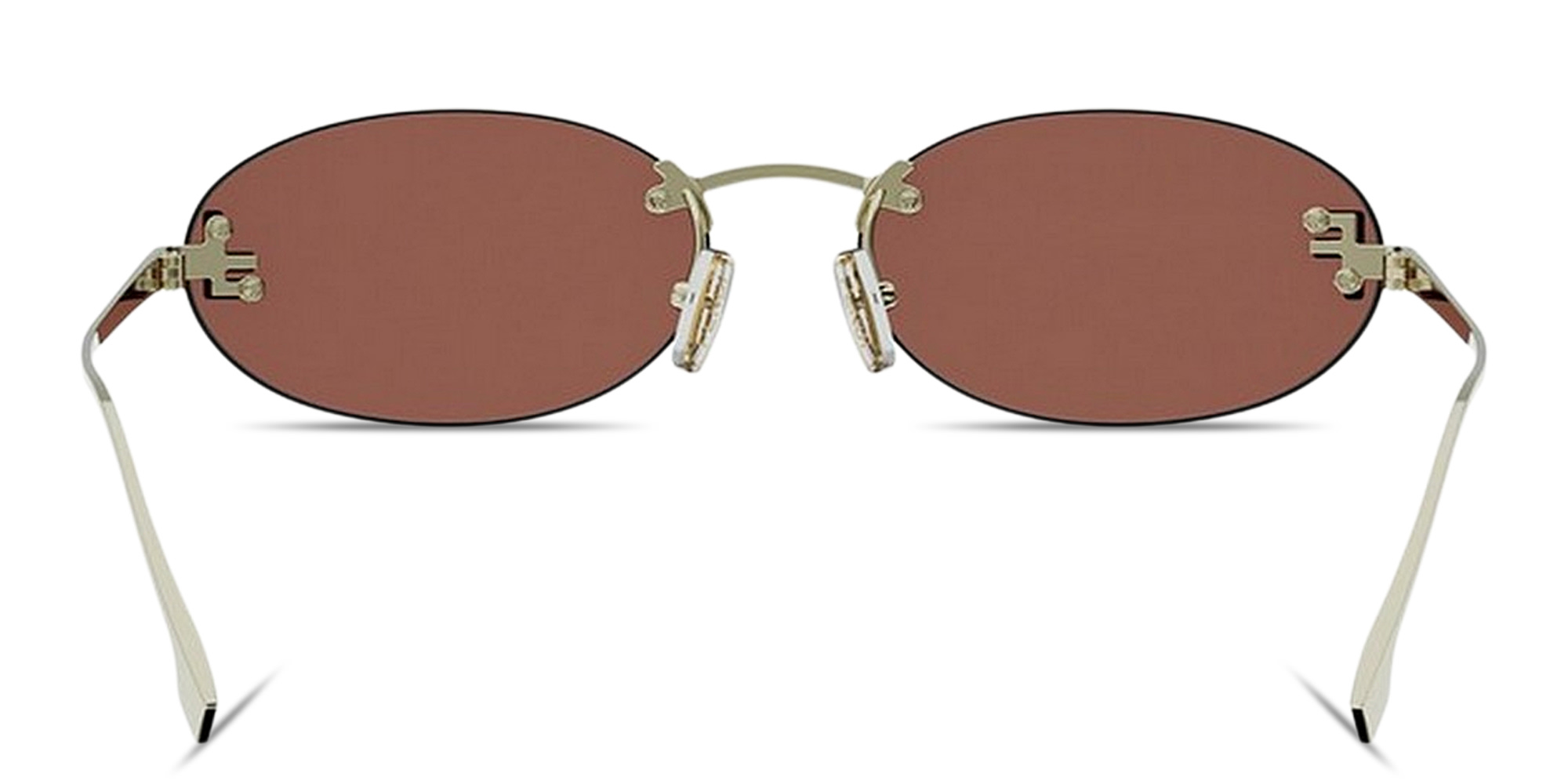 Shop FENDI First Crystal Rimless Oval Sunglasses in Gold online.