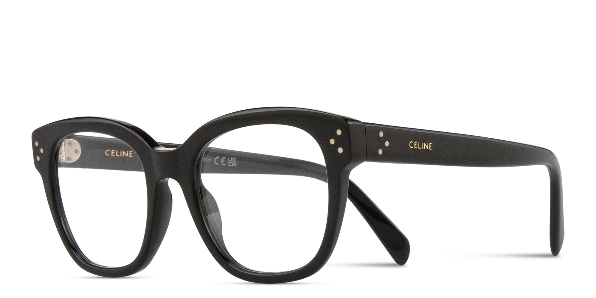 Shop CELINE CELINE 3 Dots Geometric Eyeglasses in Black online.