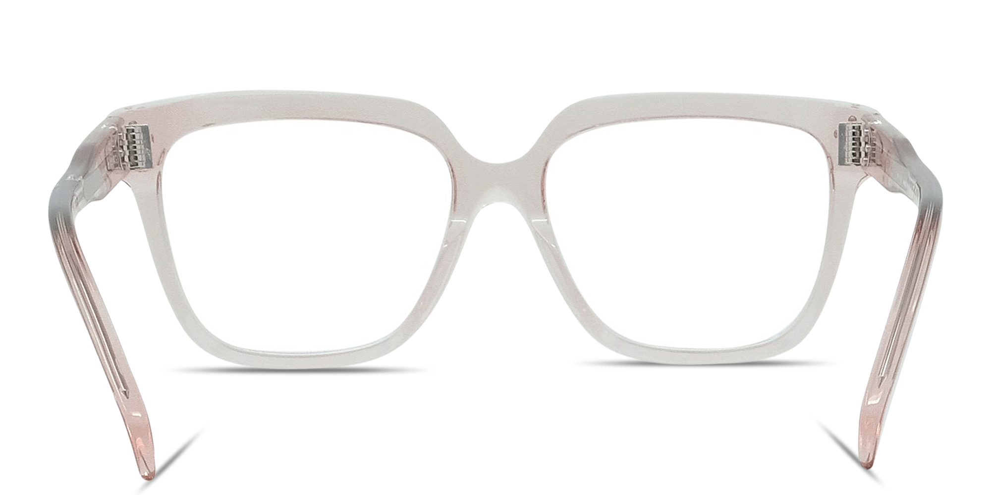 Shop CELINE 3 Dots Wide Square Eyeglasses in Transparent Pink online.