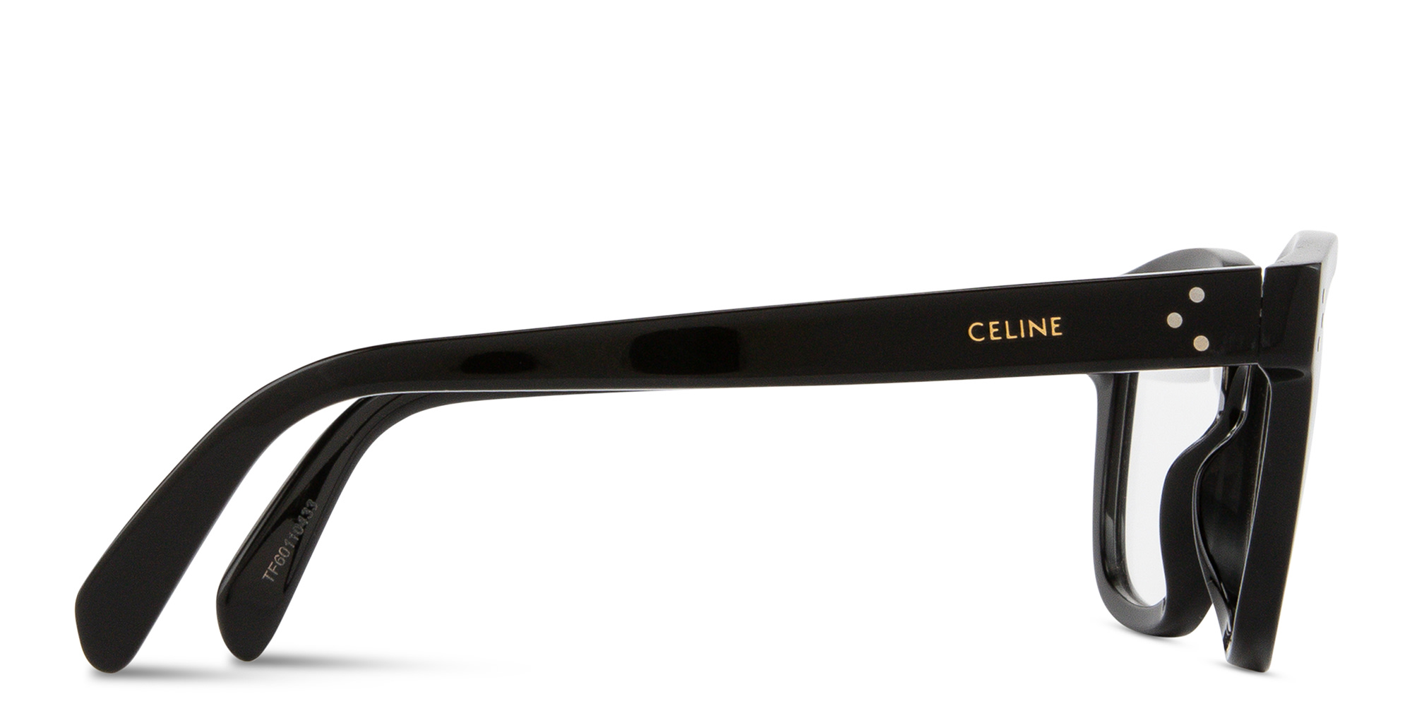 Shop CELINE 3 Dots Square Eyeglasses in Black online.