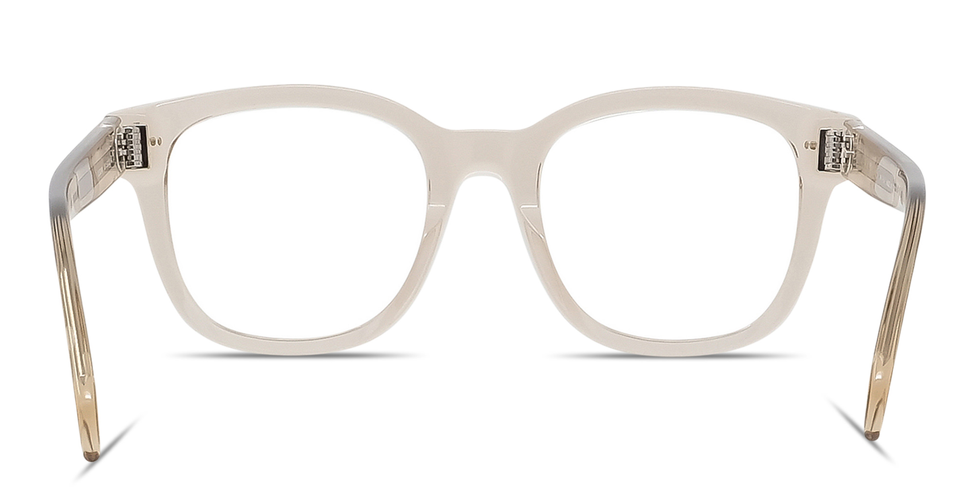 Shop CELINE 3 Dots Square Eyeglasses in Transparent Beige online.