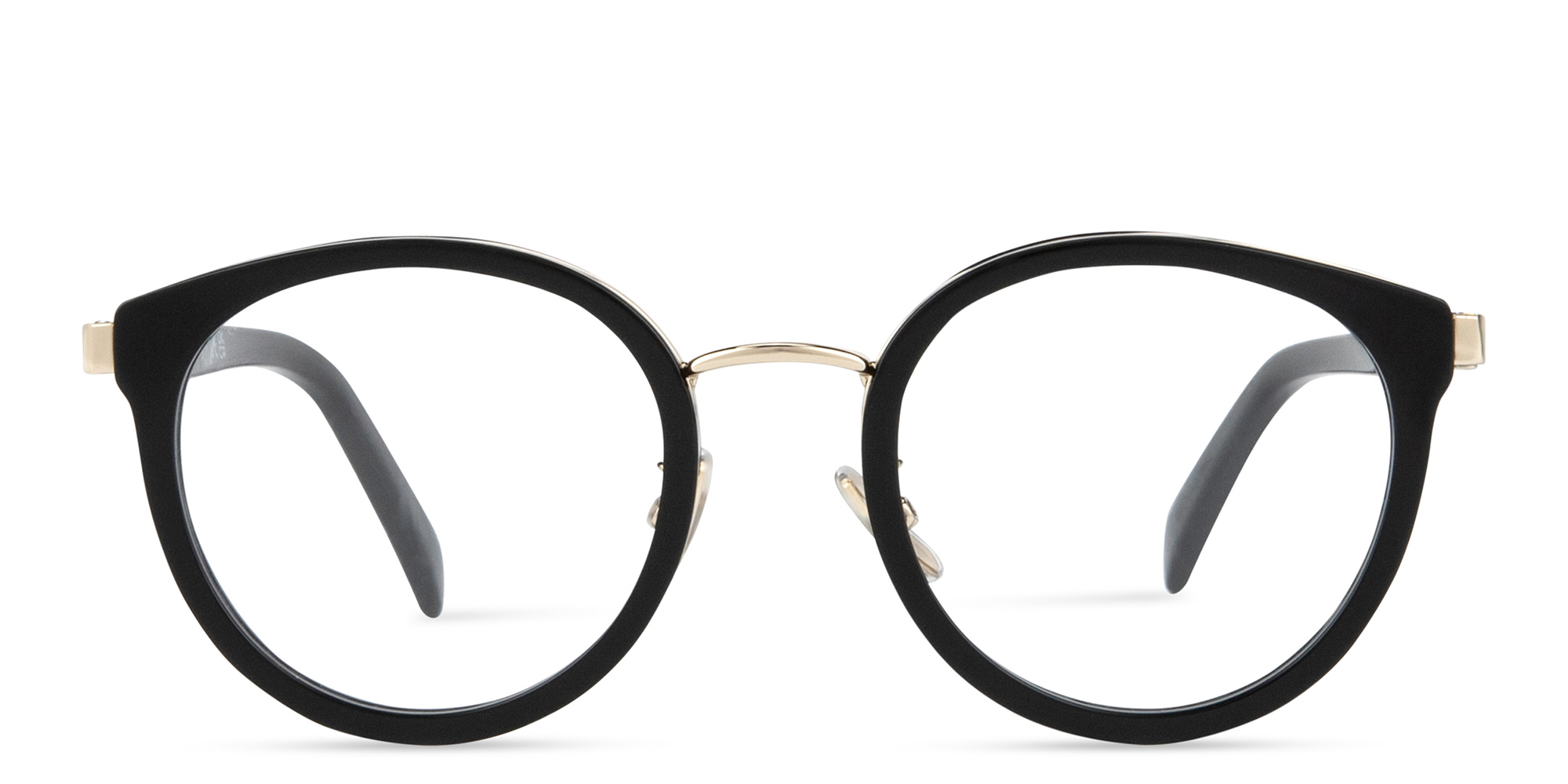 Shop CELINE Combi Round Eyeglasses in Black online.