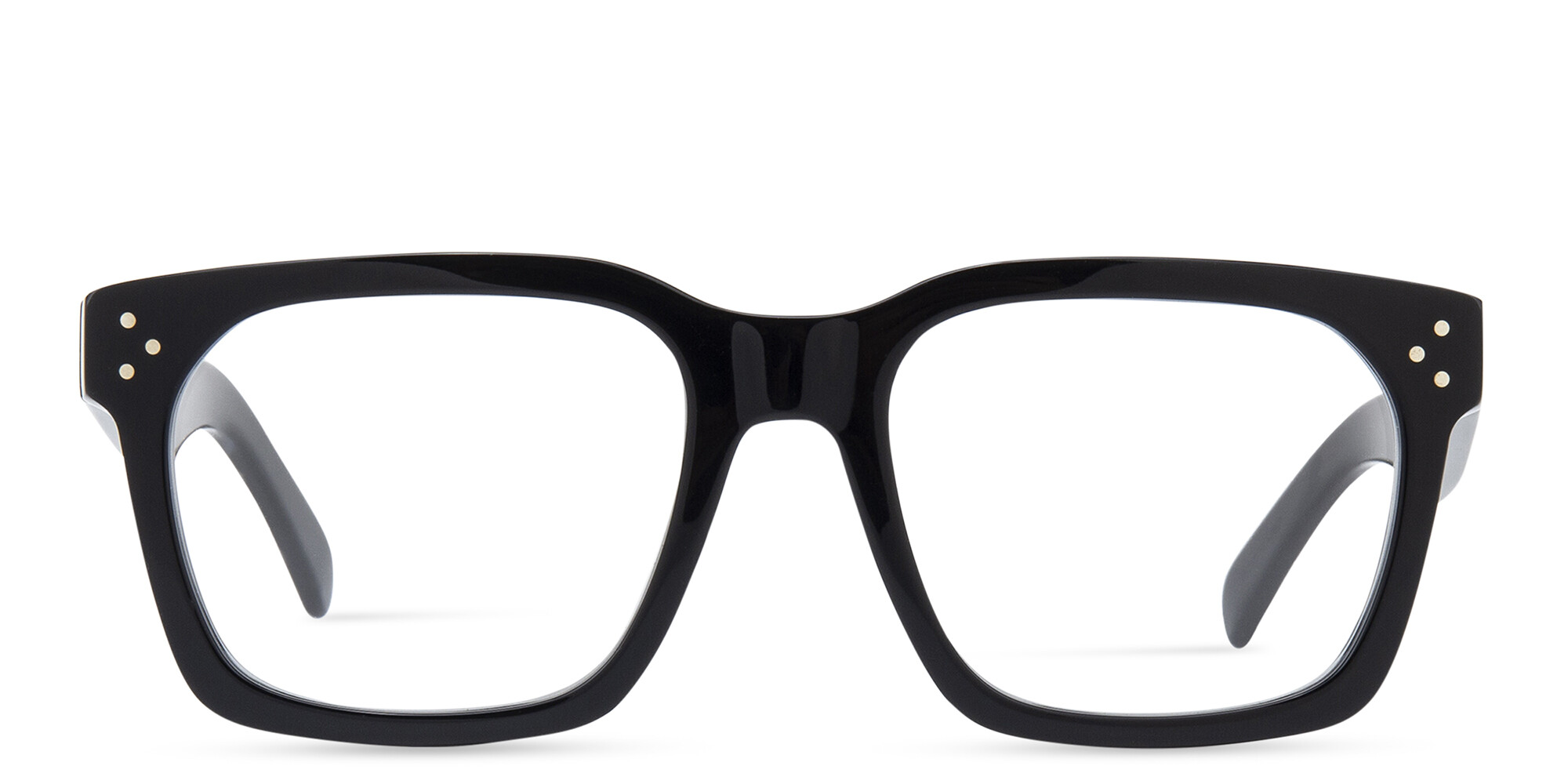 Shop CELINE 3 Dots Square Eyeglasses in Black online.
