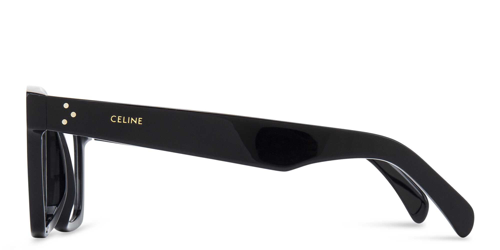 Shop CELINE 3 Dots Square Eyeglasses in Black online.