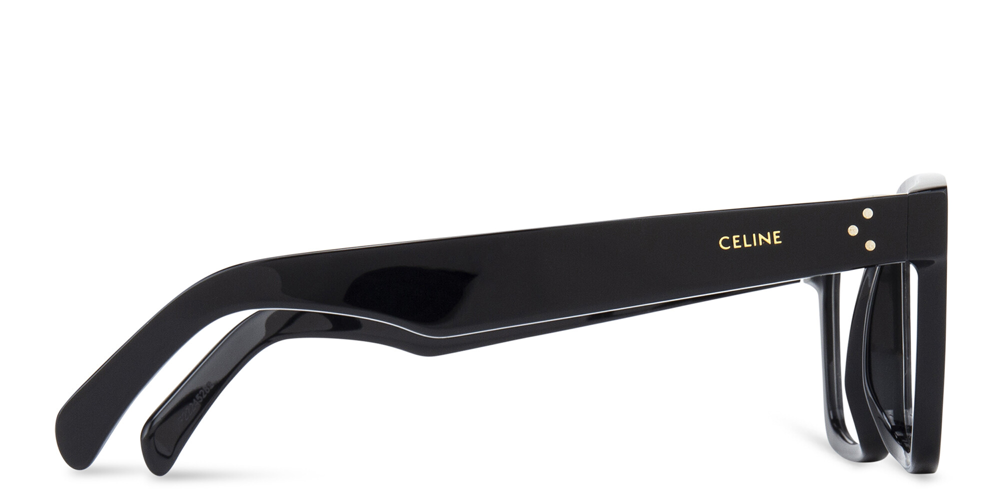 Shop CELINE 3 Dots Square Eyeglasses in Black online.