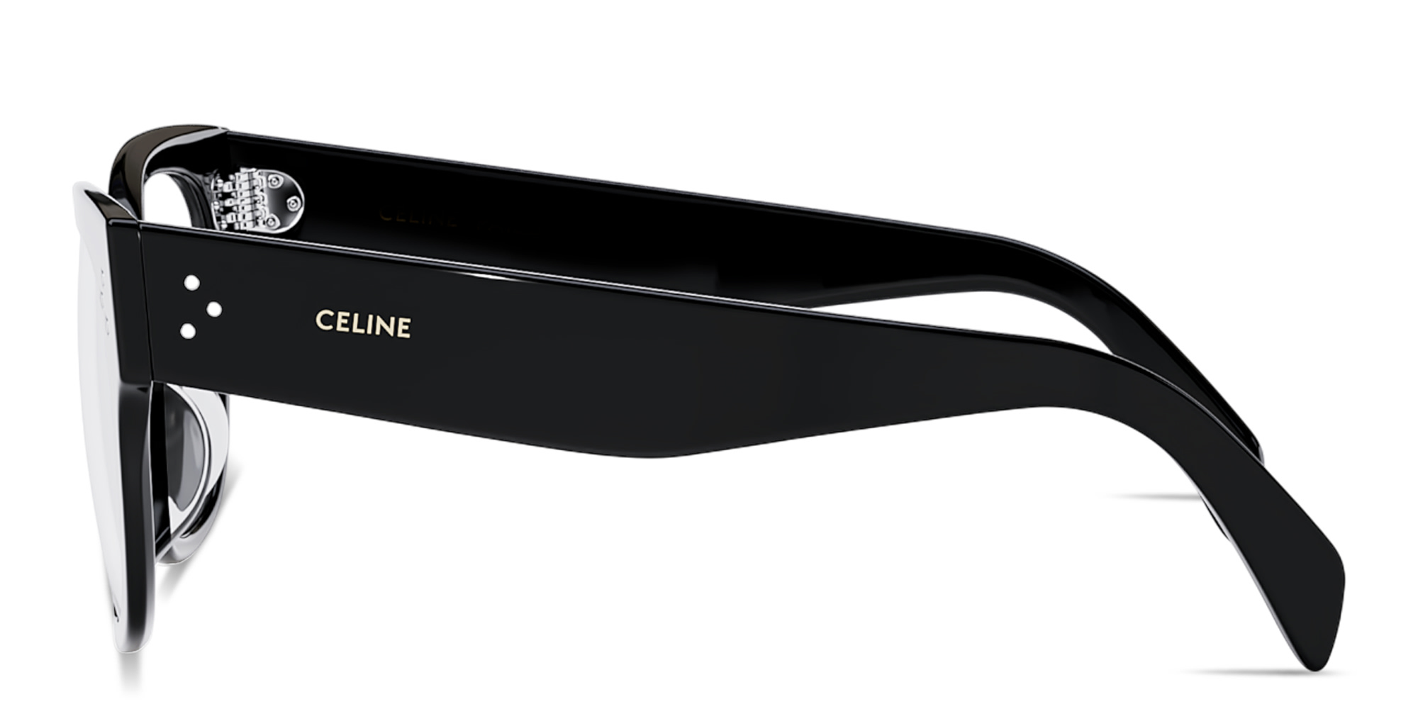 Shop CELINE 3 Dots Square Eyeglasses in Black online.