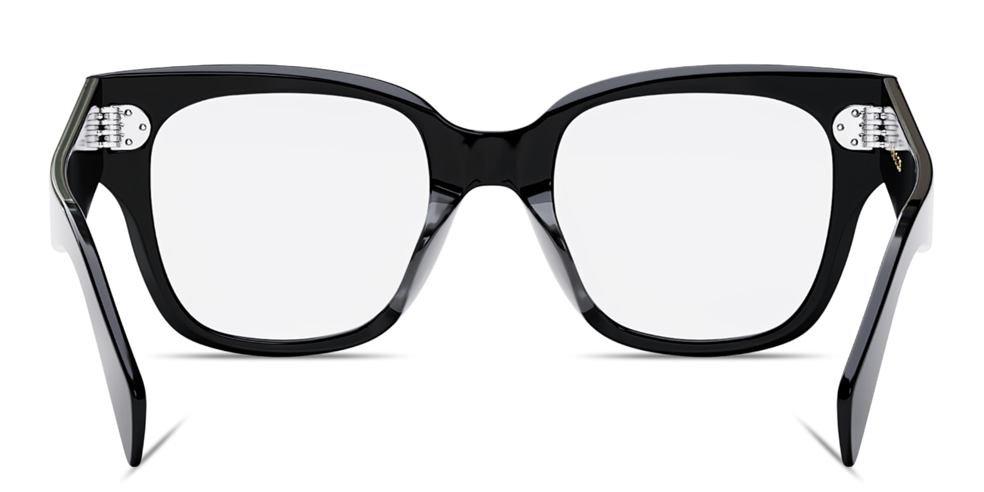 Shop CELINE 3 Dots Square Eyeglasses in Black online.