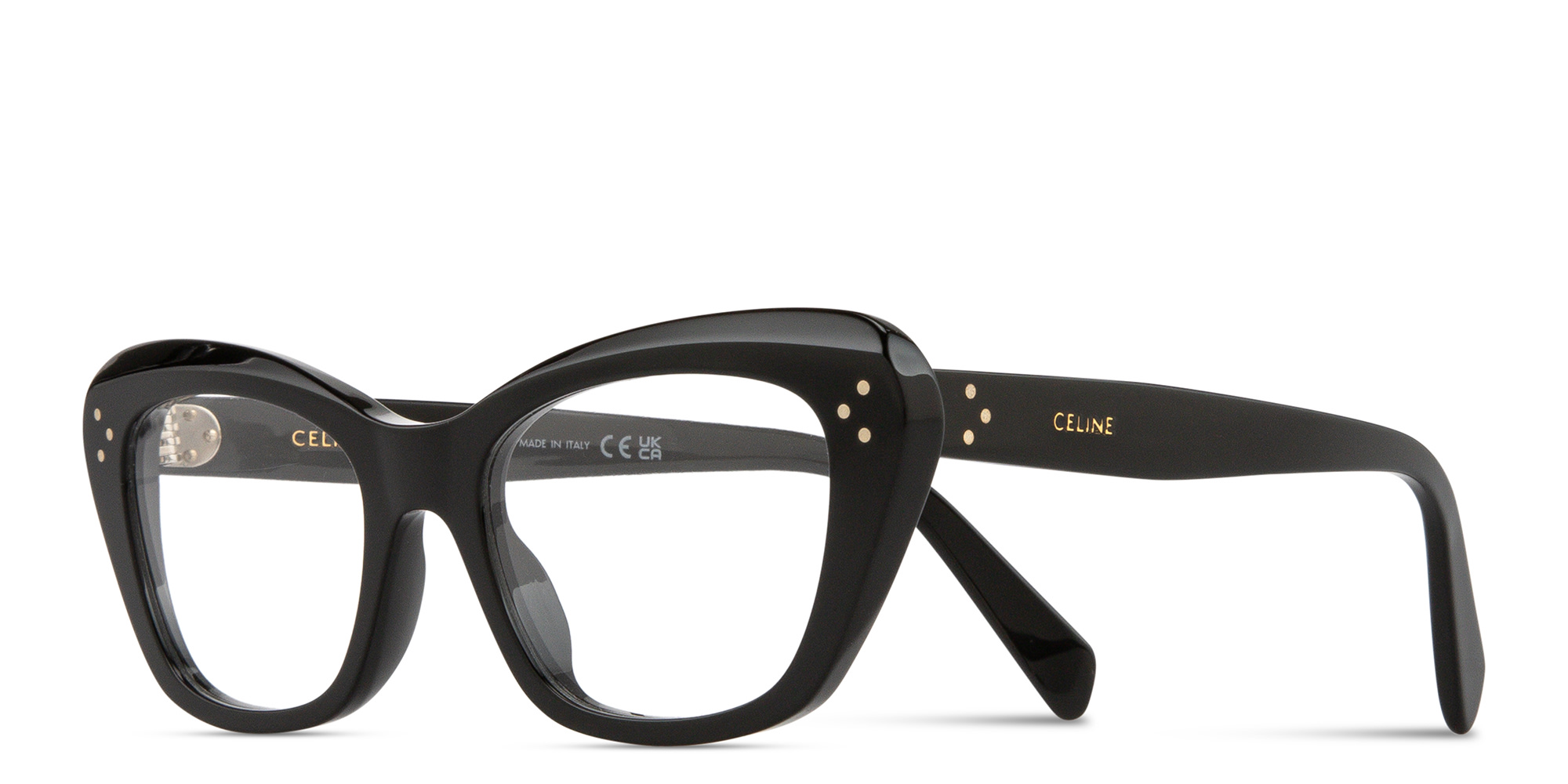Shop CELINE CELINE 3 Dots Cat-Eye Eyeglasses in Black online.