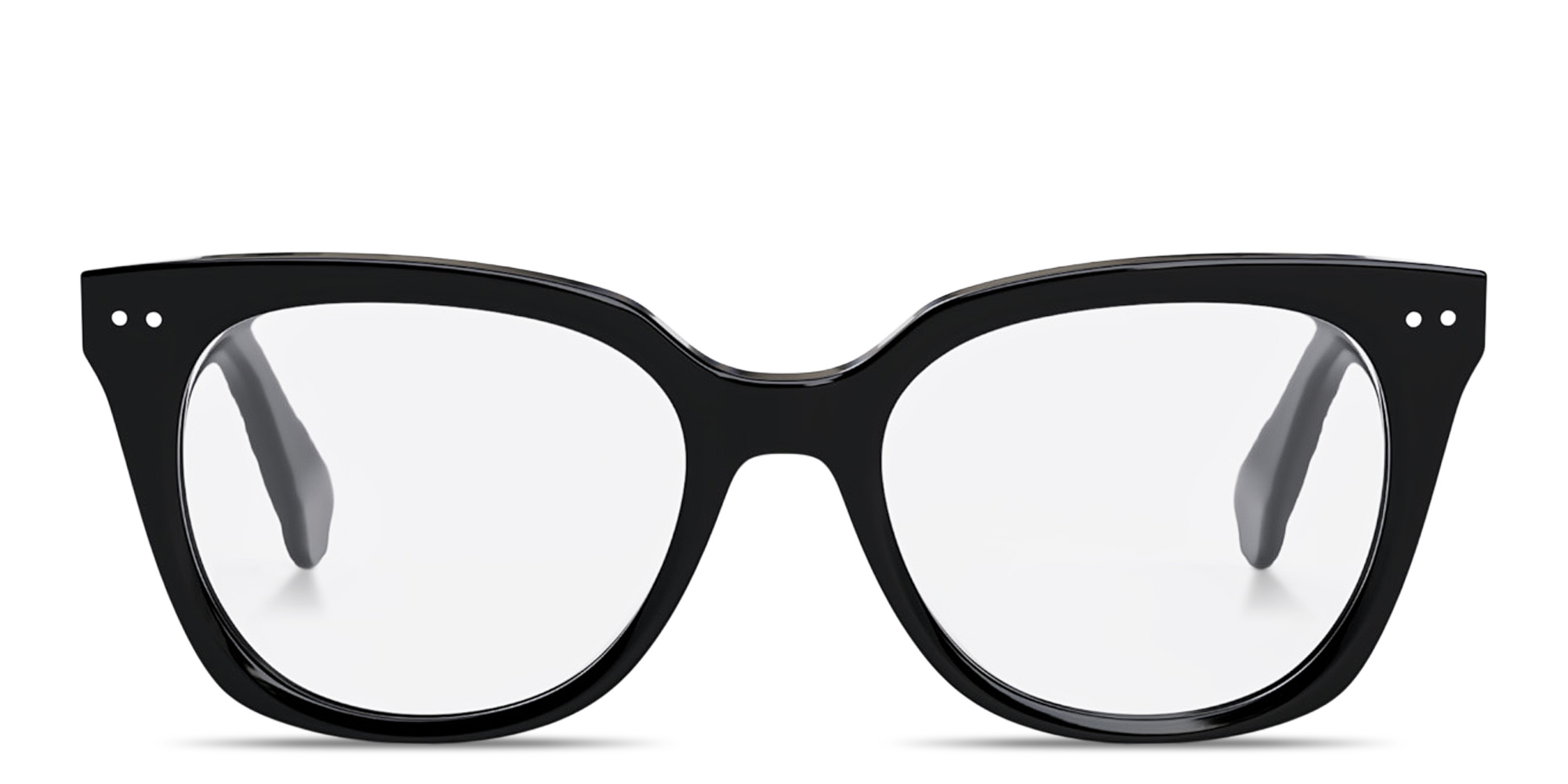 Shop CELINE Thin 2 Dots Square Eyeglasses in Black online.