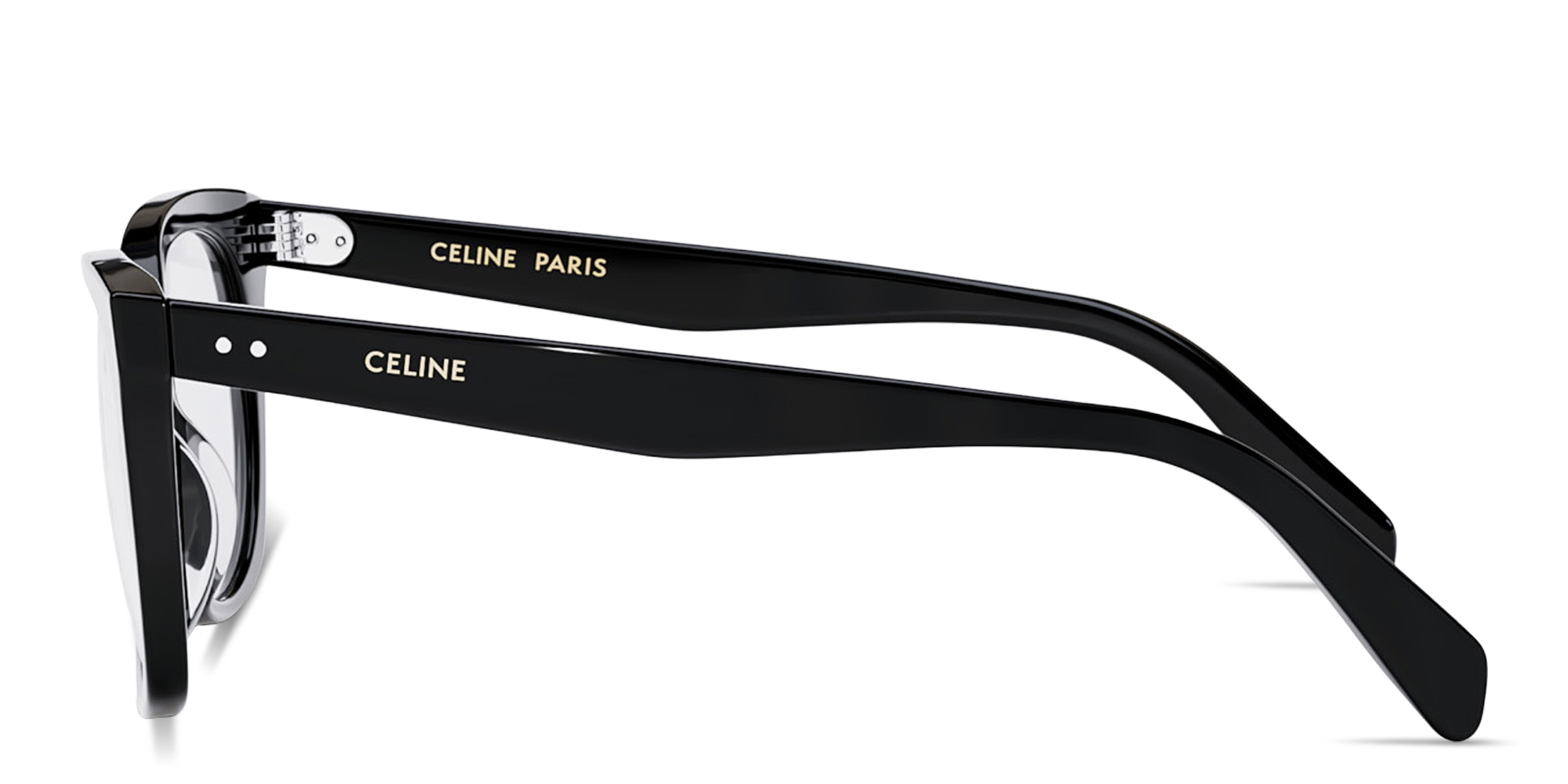 Shop CELINE Thin 2 Dots Square Eyeglasses in Black online.