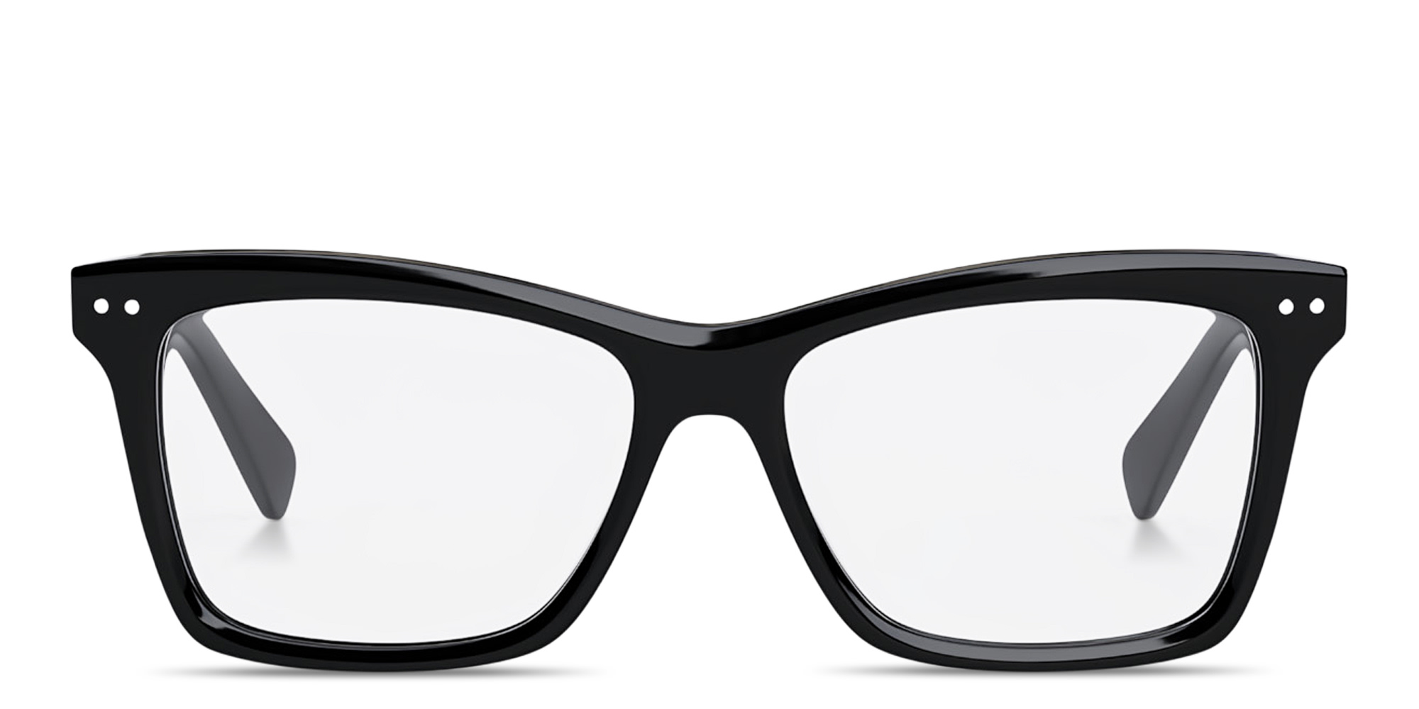 Shop CELINE Thin 2 Dots Square Eyeglasses in Black online.