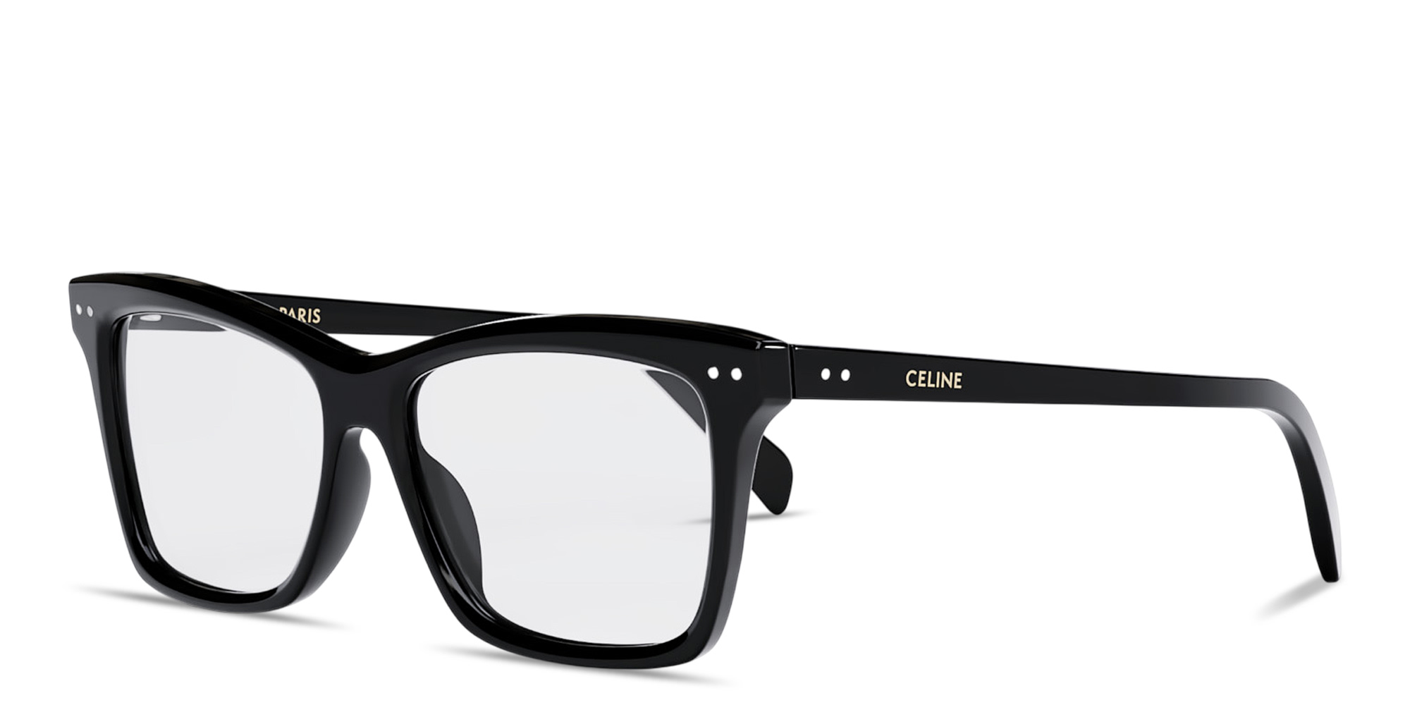 Shop CELINE Thin 2 Dots Square Eyeglasses in Black online.