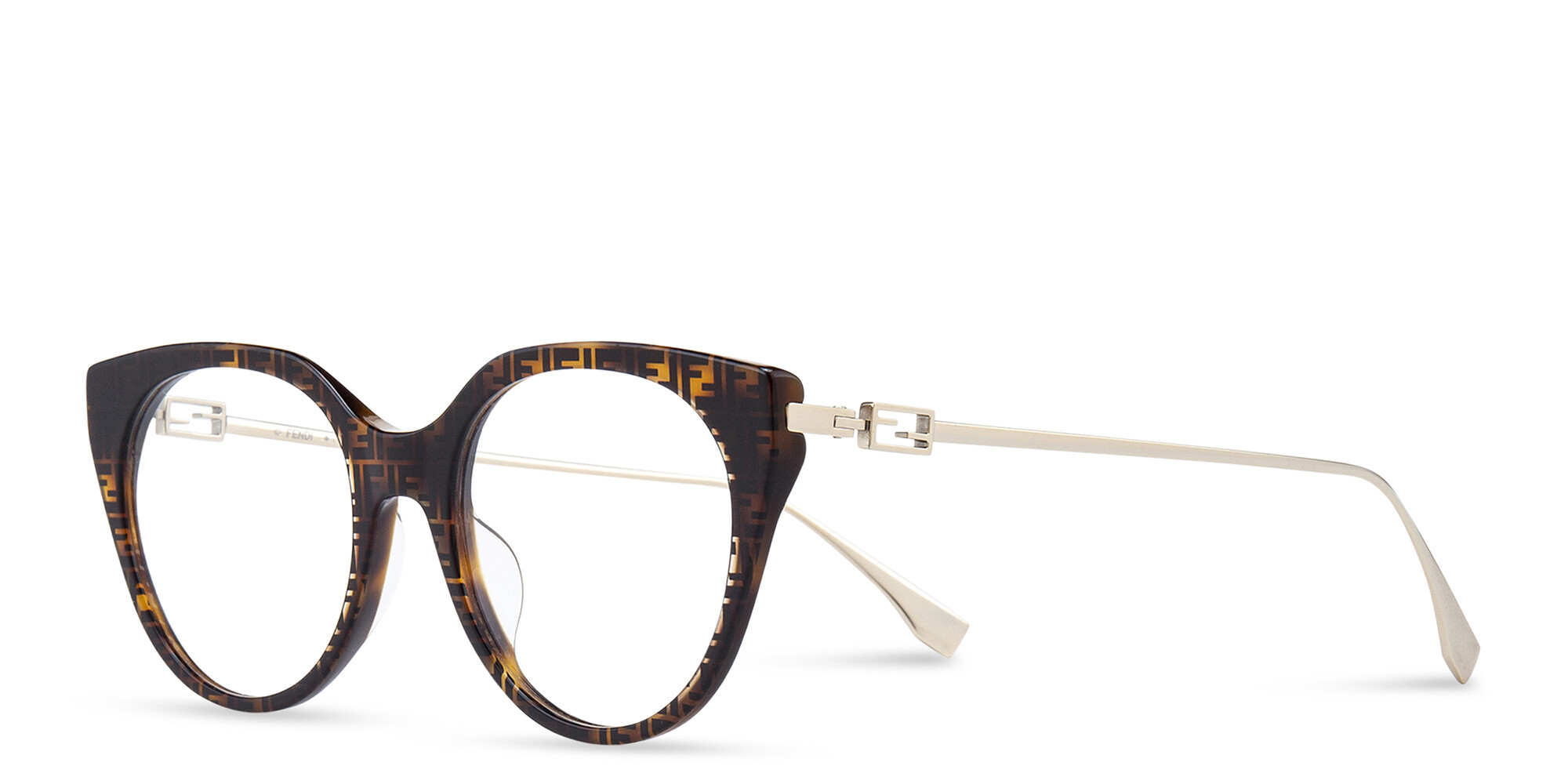 Shop FENDI Baguette Cat-Eye Eyeglasses in Havana online.